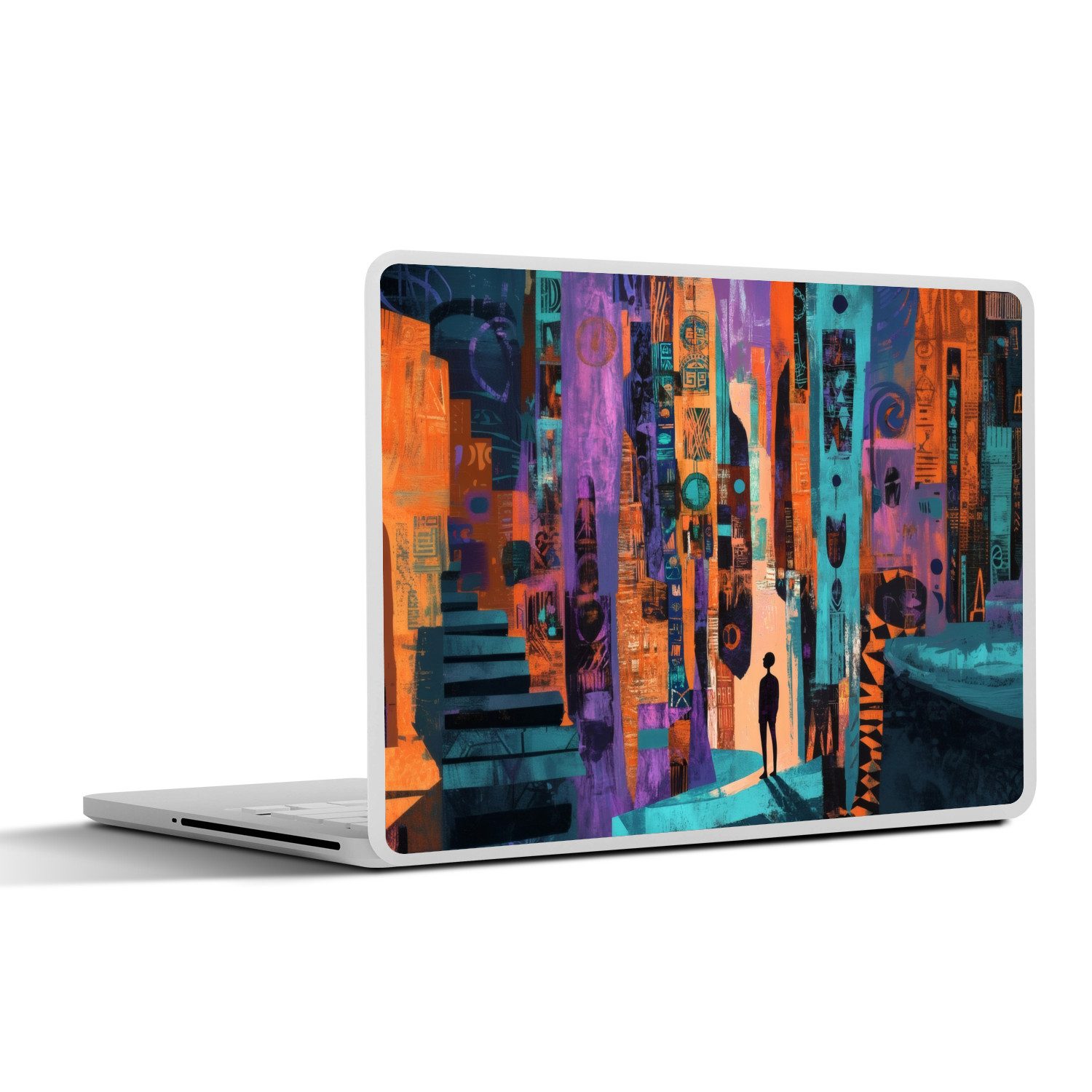MuchoWow Laptop-Aufkleber Abstrakt - Figuren - Farbenfroh, (1tlg), Laptop Folien Cover, Наклейка, Sticker, Schutz vor Kratzern, 25x18 cm
