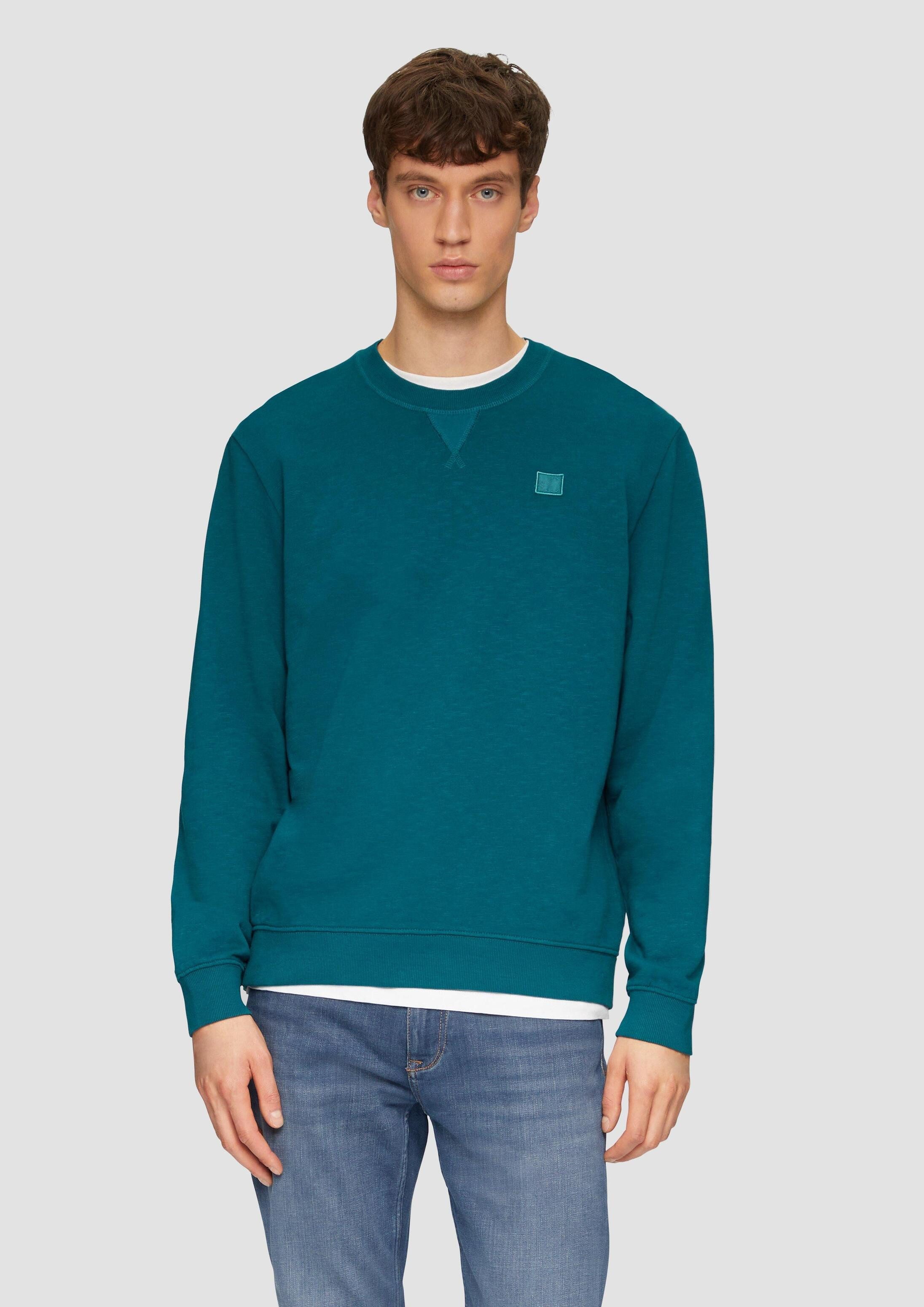s.Oliver Sweatshirt Sweatshirt Sweatshirt mit Garment Dye und Logo-Detail