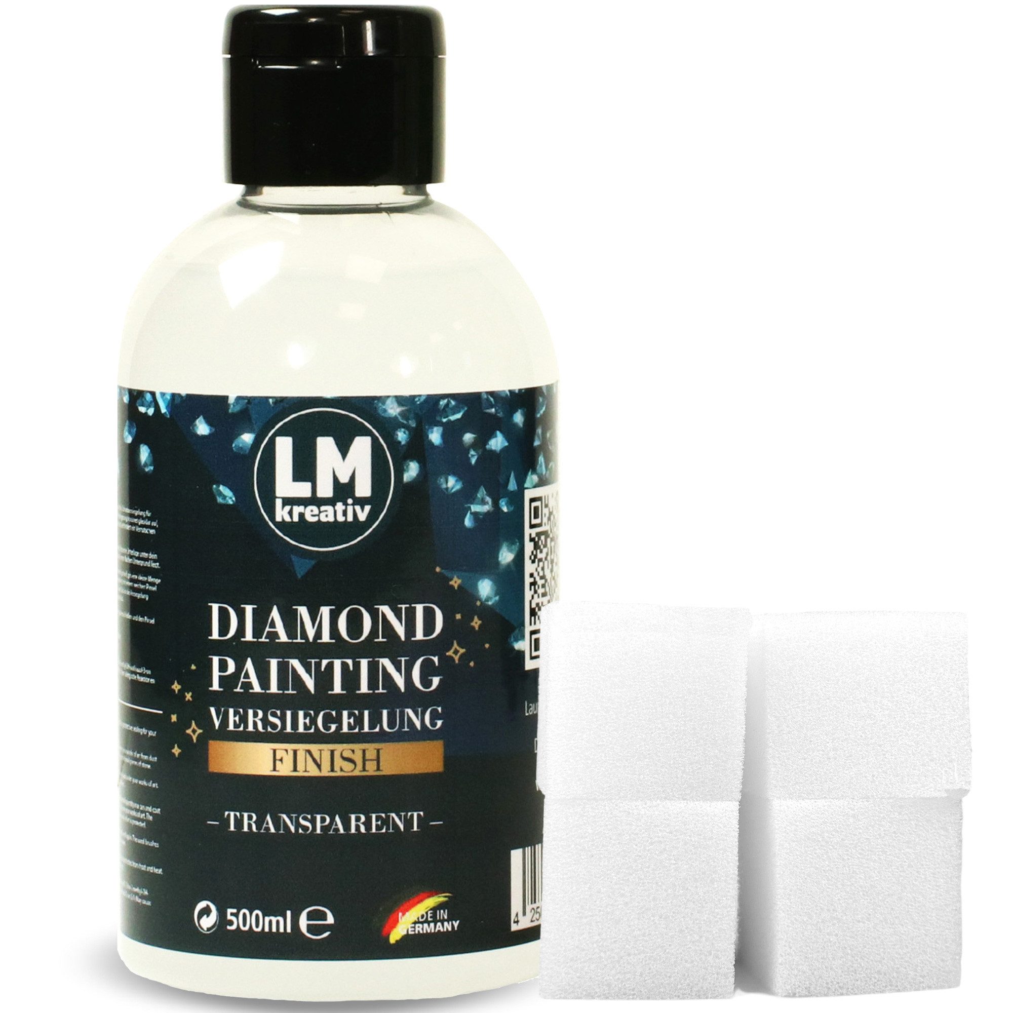 LM-Kreativ Bastelkleber Diamond Painting Versiegelung transparent & glänzend zum Schutz, transparent, glänzend, wasserbasiert, schützt & fixiert Steinchen