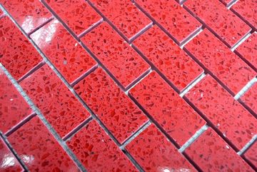 Mosani Bodenfliese Quarz Komposit Mosaik Mosaikfliesen rot glänzend / 10 Mosaikmatten