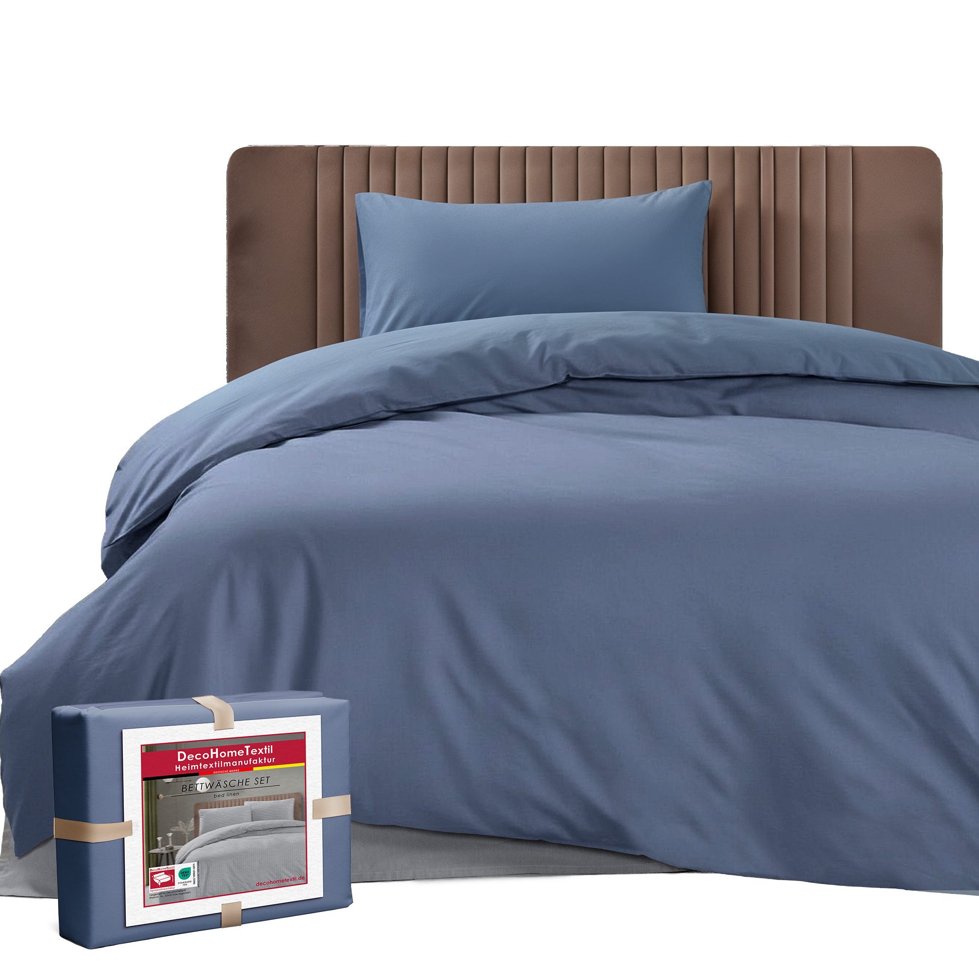 DecoHomeTextil Heimtextilmanufaktur Bettwäsche Set Bettgarnitur mit Reißverschluss Polycotton Uni