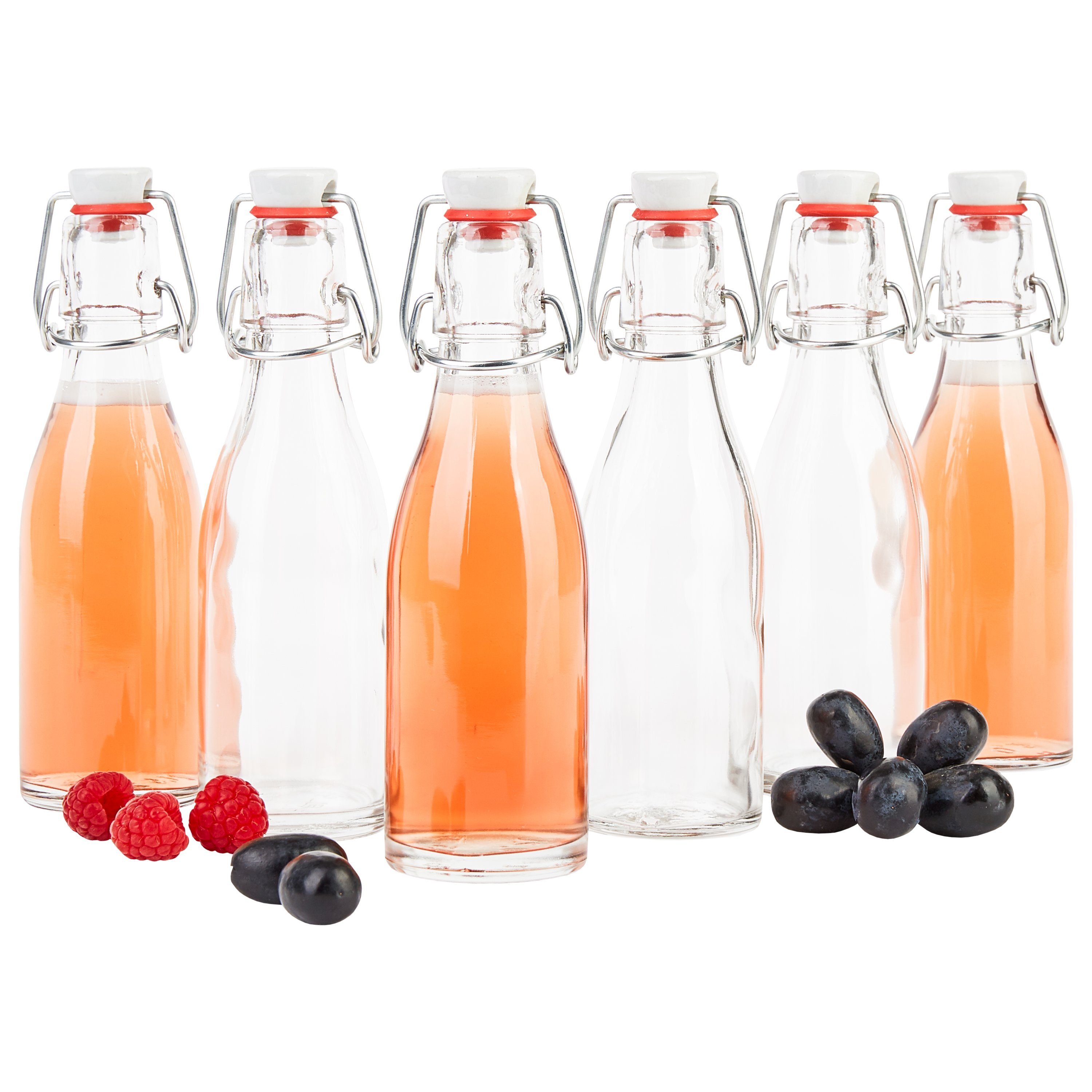 MamboCat Vorratsglas 6er Set Bügelflasche 200 ml + Bügelverschluss -  Glasflasche für Most, Saft, Bier, Schnaps, Likör, Essig & Öl