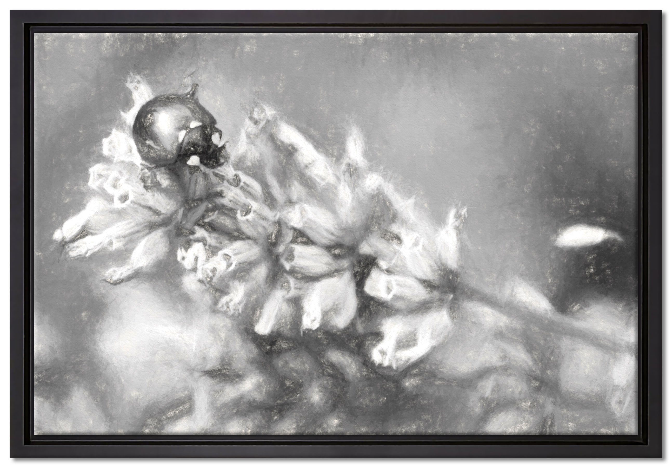 Pixxprint Leinwandbild Marienkäfer auf Lavendel, Wanddekoration (1 St), Leinwandbild fertig bespannt, in einem Schattenfugen-Bilderrahmen gefasst, inkl. Zackenaufhänger