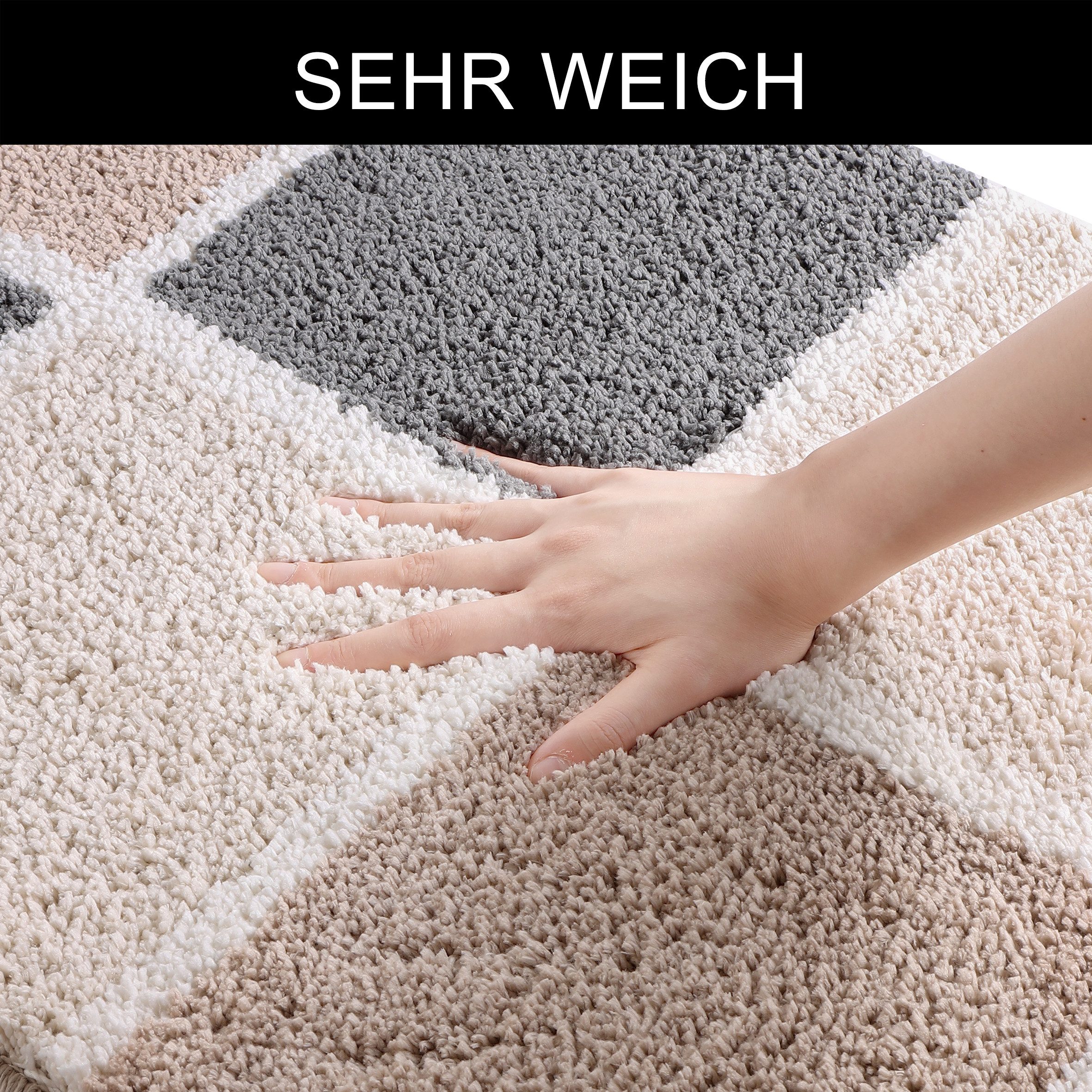 OTTO home Badematte Anna mit Kachelmuster, Badvorleger, Badezimmer Teppich, Duschvorleger, Höhe 20 mm, rutschhemmend beschichtet, strapazierfähig, Polyester, re – Bild 5 von 5