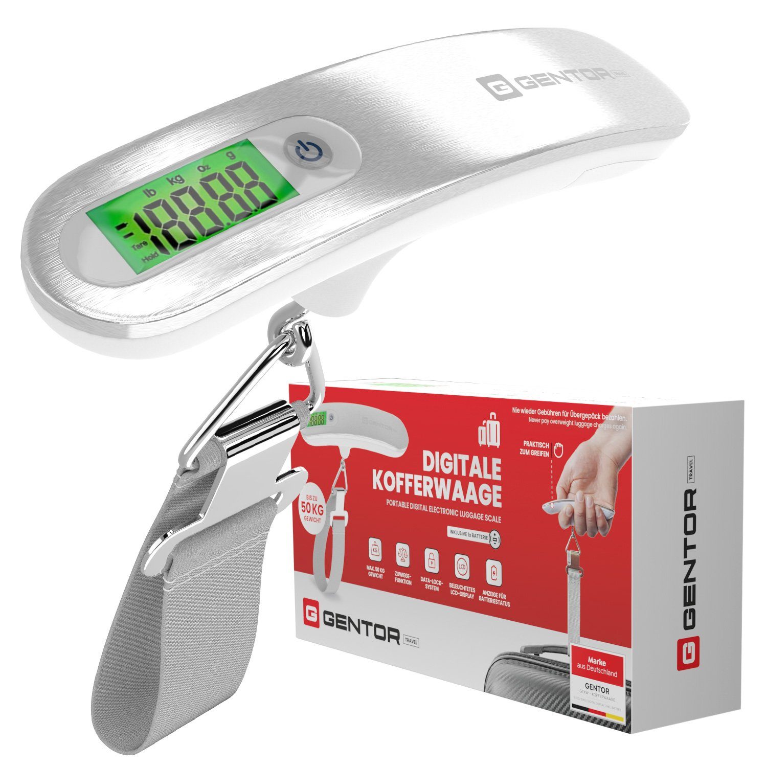 GENTOR Kofferwaage Digitale Kofferwaage Багажwaage für Reisekoffer tragbare Hängewaage, (Spar-Set), Kofferwaage bis 50 KG