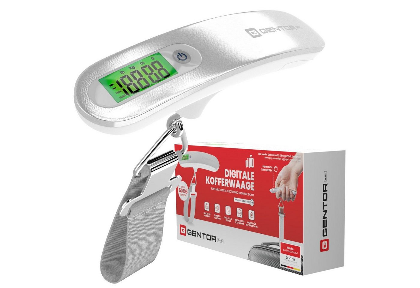 GENTOR Kofferwaage Digitale Kofferwaage Gepäckwaage für Reisekoffer tragbare Hängewaage, (Spar-Set), Kofferwaage bis 50 KG