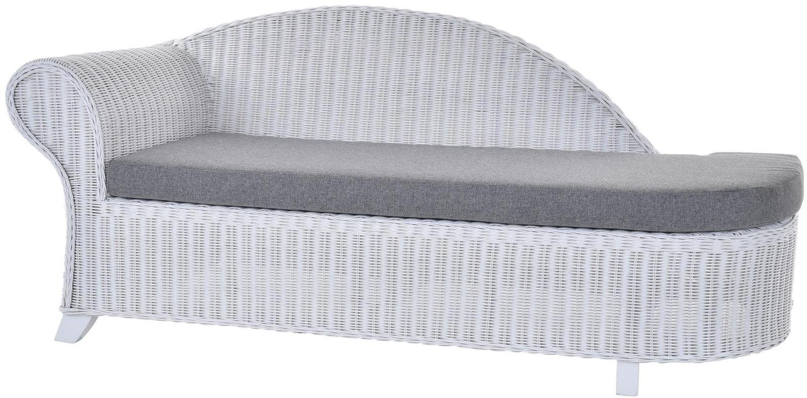 Krines Home Recamiere Rattan Recamiere Elegance Rattanliege Chaiselongue Links mit Polster