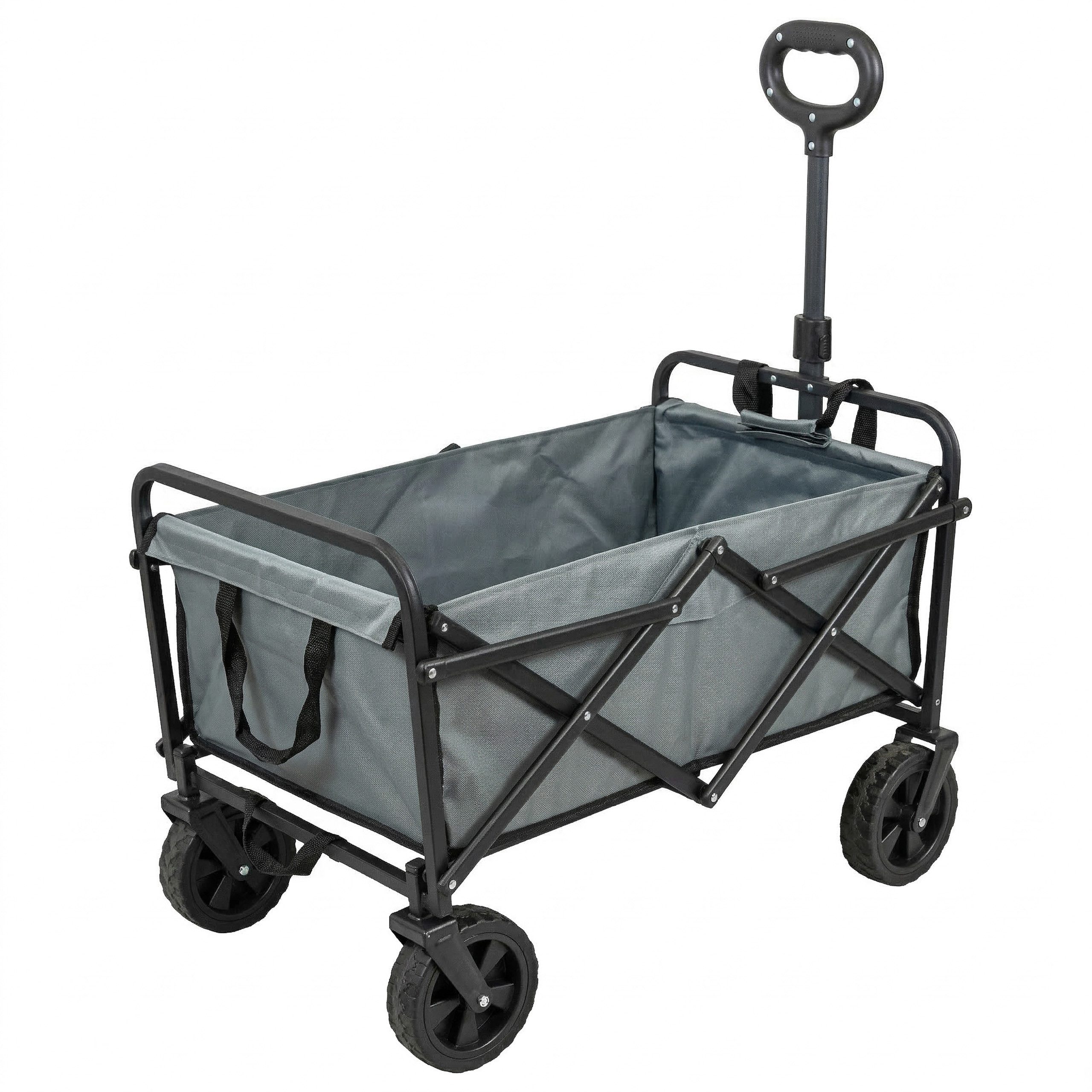 IC Gardenworld Bollerwagen Bollerwagen faltbar grau mit Bremsen, stabiler Transportwagen, bis 80 kg Tragkraft, Handkarre mit Teleskopgriff, klappbar