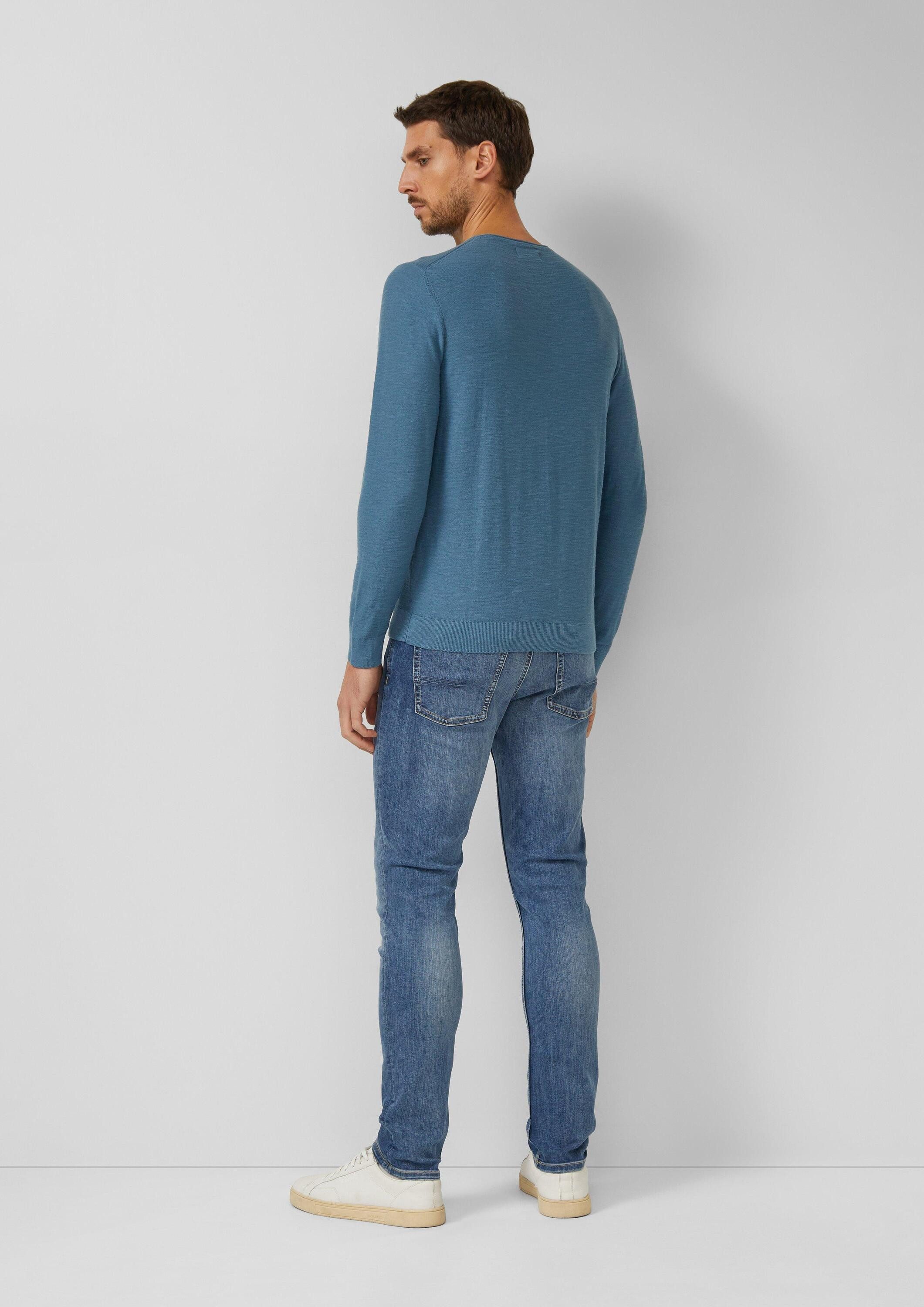 s.Oliver Longpullover Strickpullover Strickpullover mit Flammgarnstruktur und Rollkante