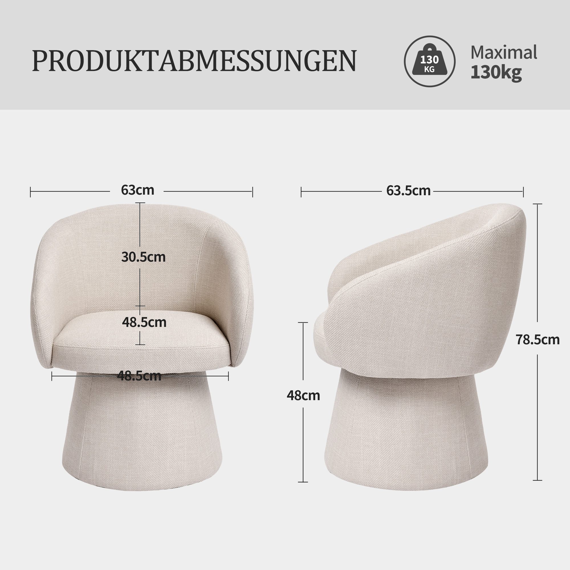 Duhome Esszimmerstuhl (7176A1), 360 Grad Drehbar Kegeldesign Polsterstuhl