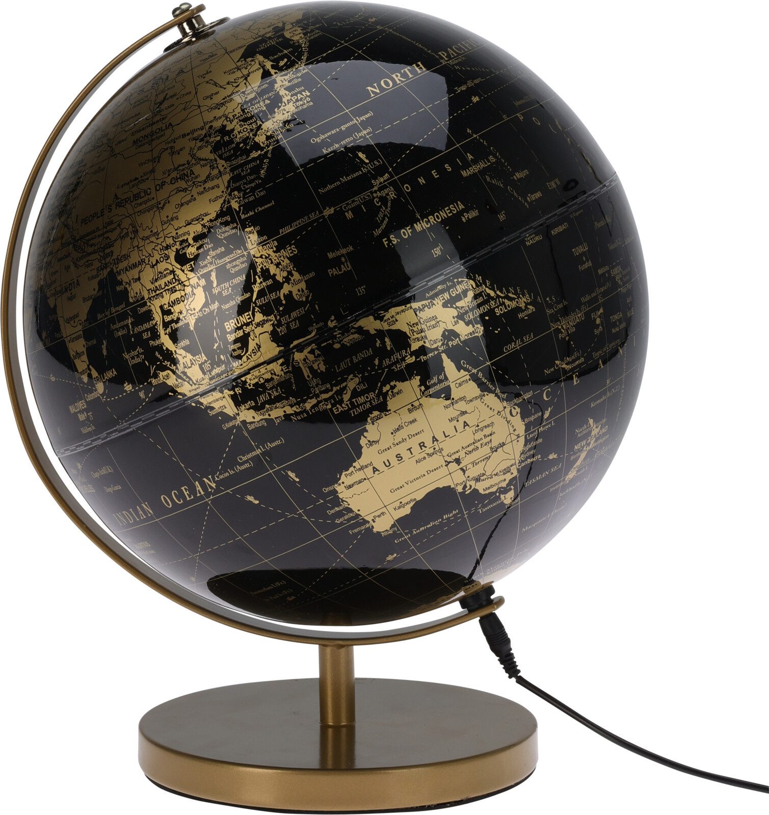 SELF IMPORT AGENCIES Globus Schwarz, (1-tlg), LED-Funktion, Dekoration, LED-Globus, Weltkarte, Weltkugel