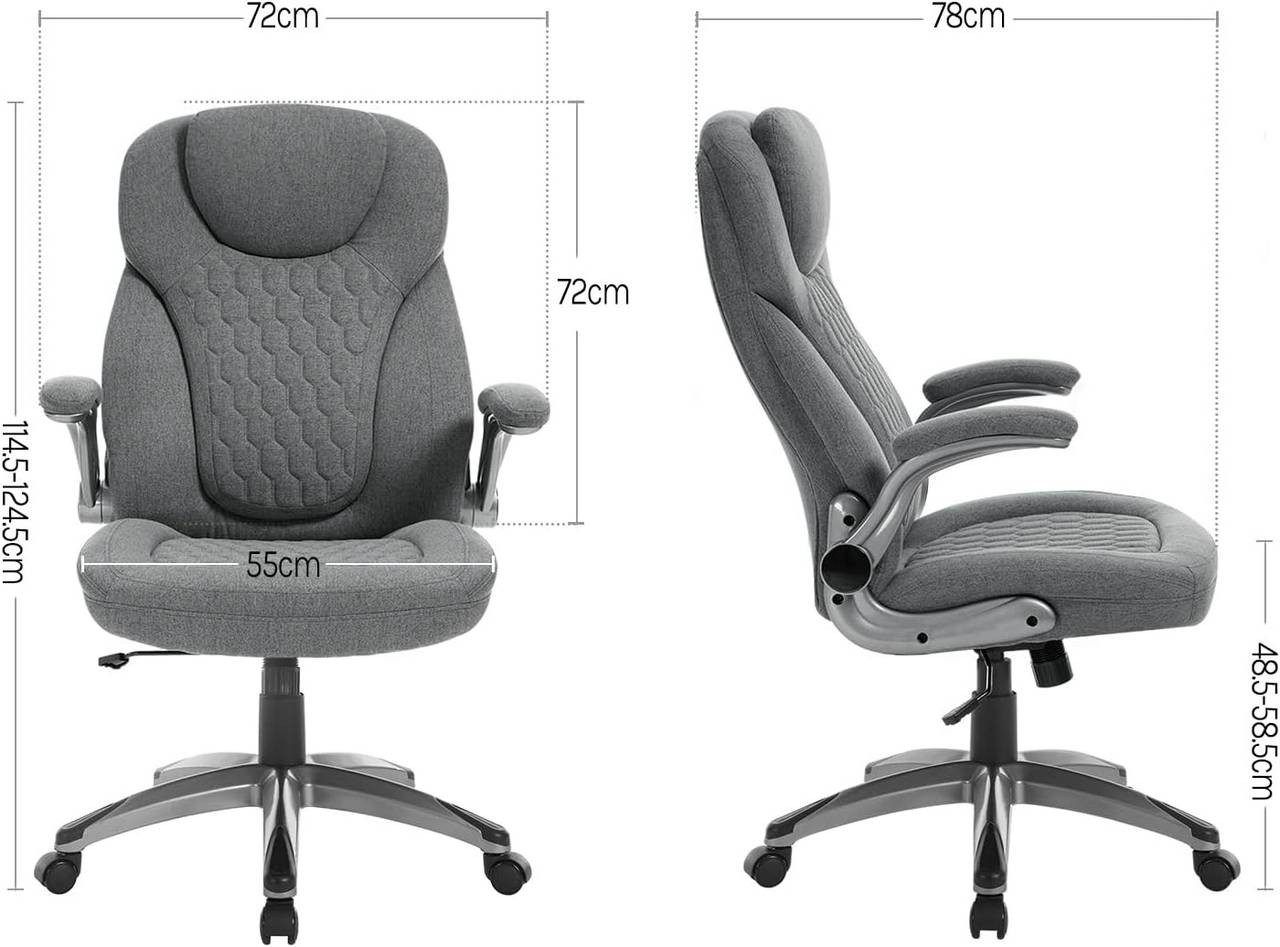 Woltu Bürostuhl (1 St), ergonomisch, Chefsessel mit Kopfstütze Armlehnen, Stoff