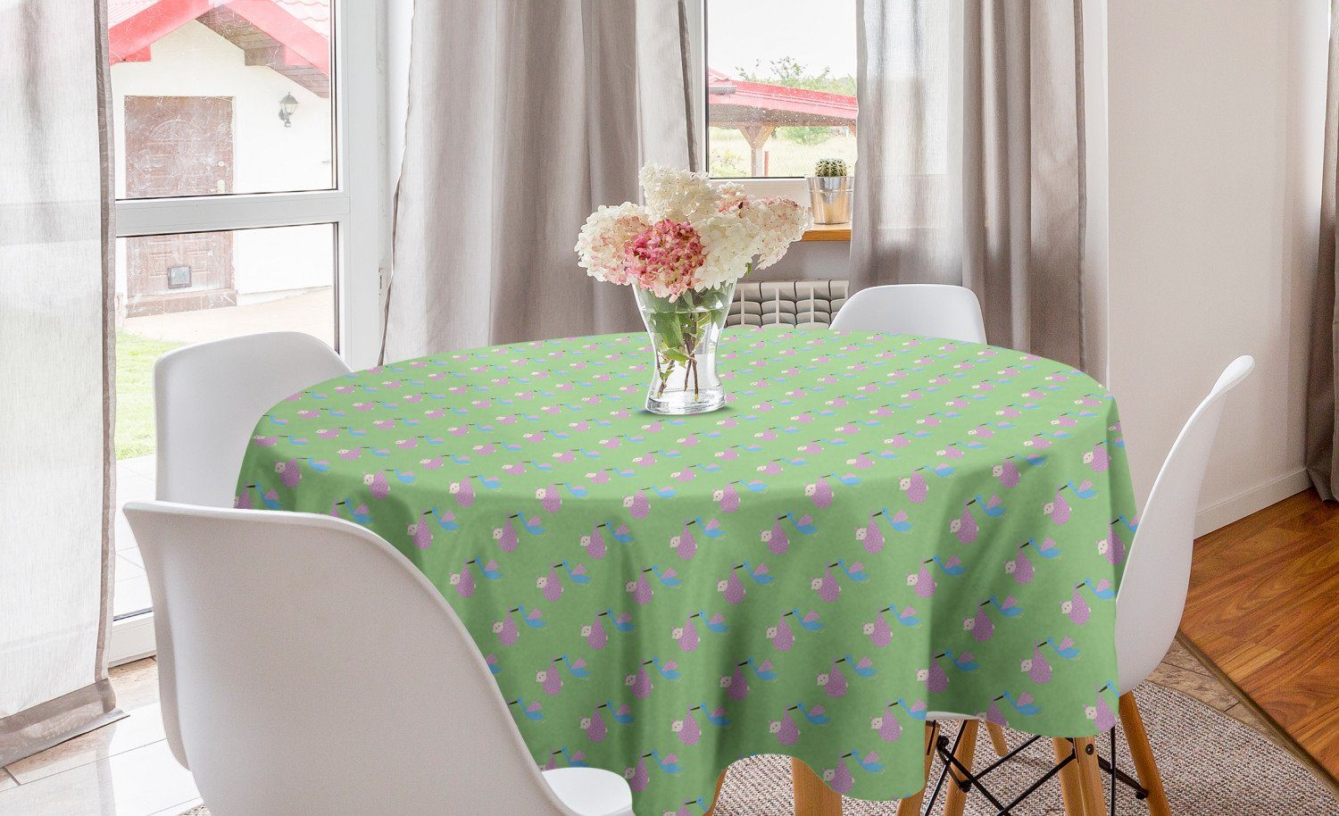 Abakuhaus Tischdecke Kreis Tischdecke Abdeckung für Esszimmer Küche Dekoration, Baby Geburt Feier Vögel