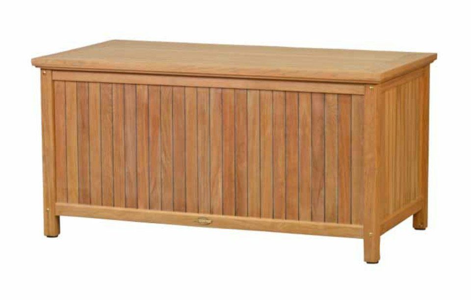 Kai Wiechmann Auflagenbox Massive Premium Teak Kissentruhe 136 x 73 cm als exklusive Gartentruhe, nachhaltige und unbehandelte Teak Kissenbox