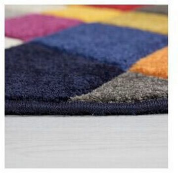 Teppich Rhumba, FLAIR RUGS, rund, Höhe: 10 mm, fußbodenheizungsgeeignet, geometrisches & buntes Muster, Rauten