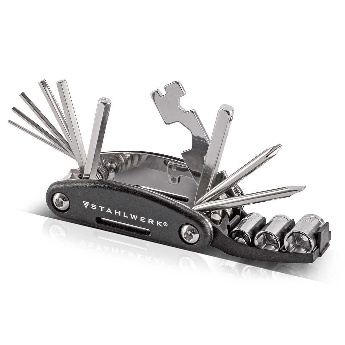 STAHLWERK Multitool Multitool / Multifunktionswerkzeug Fahrrad, (Packung, 1 St., Einzelartikel), 16 in 1 Reparaturwerkzeug