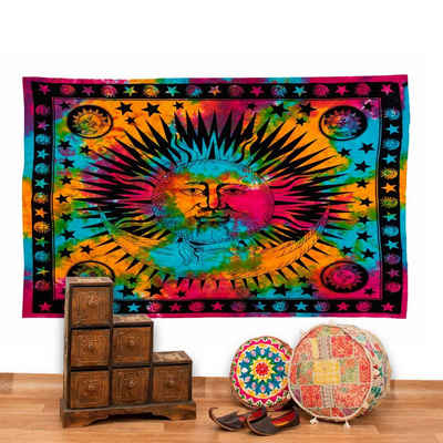 Wandteppich »Tagesdecke Wandbehang Bunt Deko Tuch Sonne Mond und Sterne Goa Hippie ca.200 x 140cm«, KUNST UND MAGIE