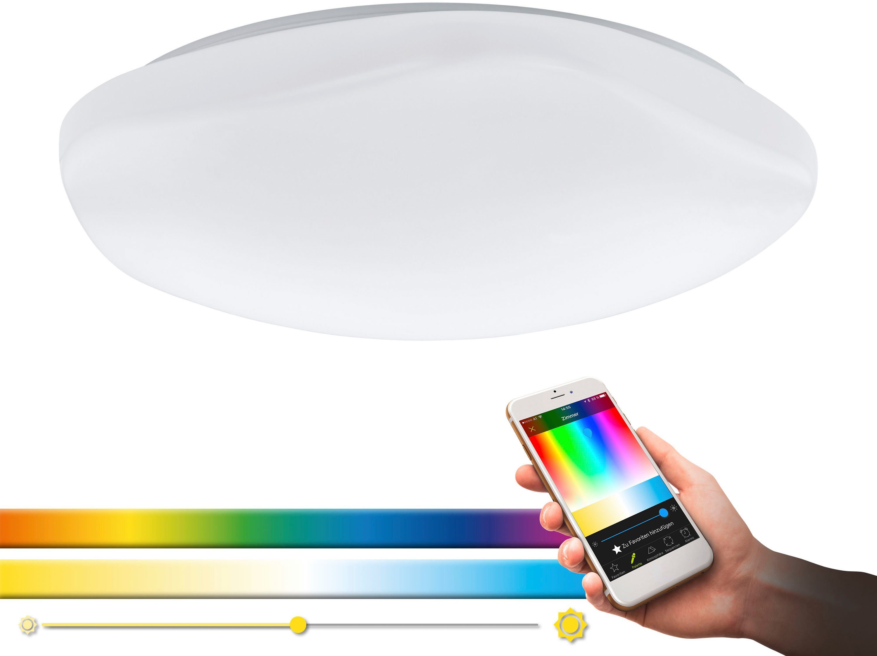 TOTARI-C, fest dimmbar, einstellbar Home, LED Deckenlampe und Farbwechsel, Ø60cm, mehrere integriert, Farben Dimmfunktion, Kaltweiß, Home Smart Warmweiß, Neutralweiß, EGLO Smart Helligkeitsstufen, Tageslichtweiß, Weißtöne Deckenleuchte