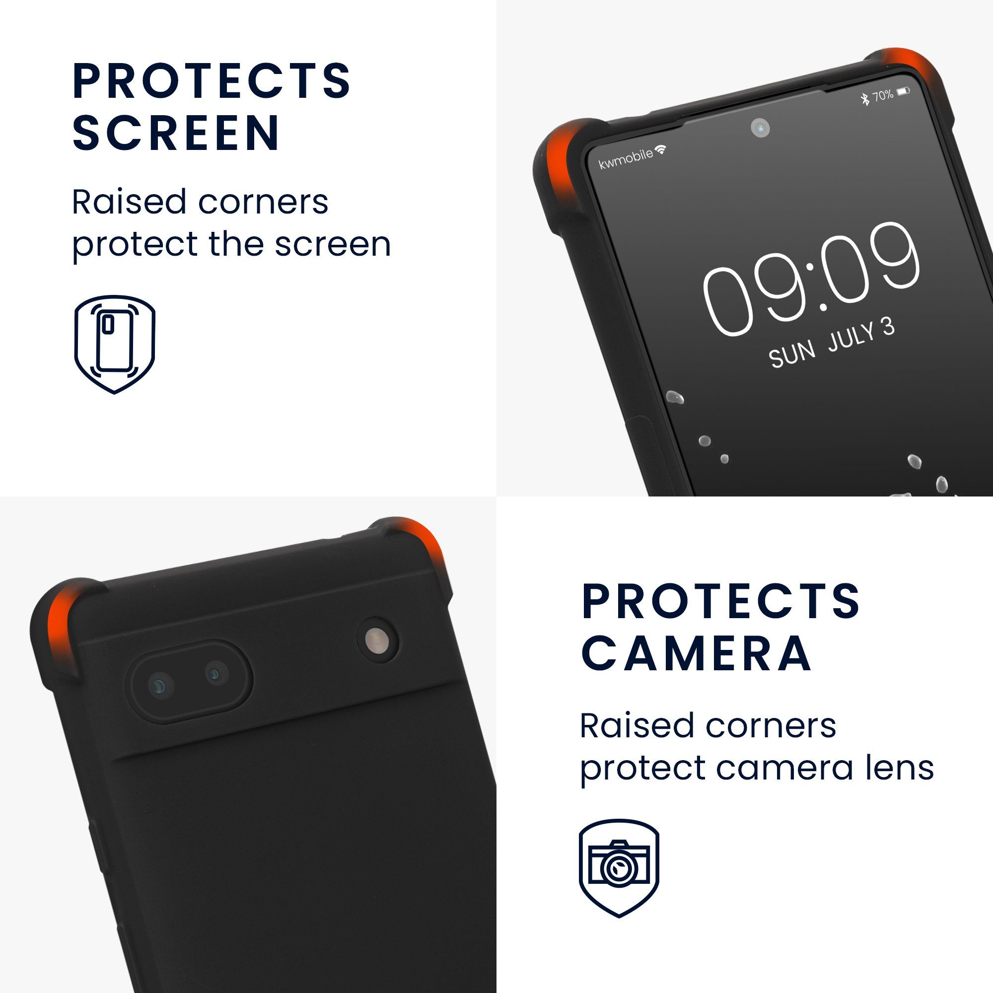 kwmobile Handyhülle Hülle für Google Pixel 6a, mit Metall Kette zum Umhängen - Silikon Handy Cover Case Schutzhülle