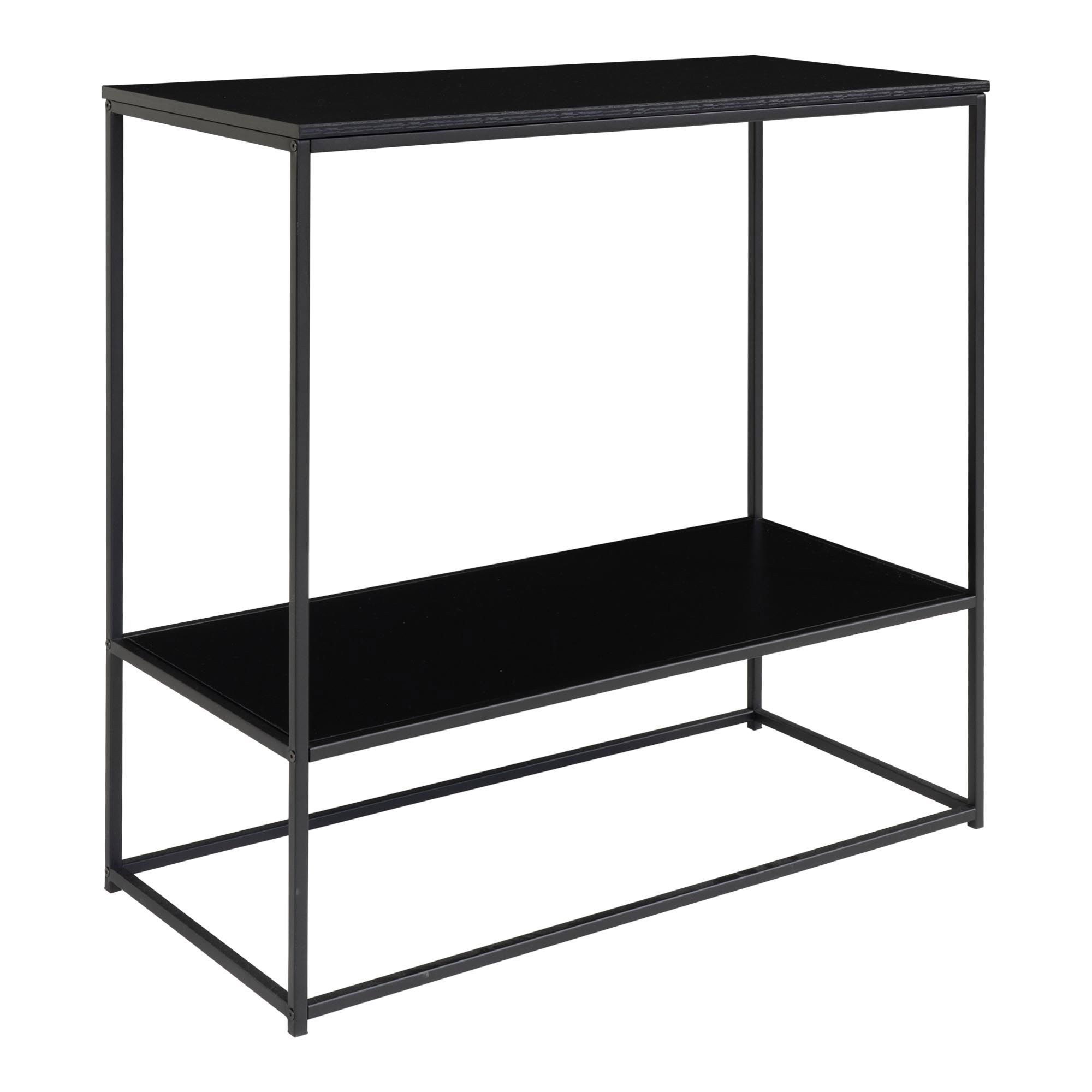 tinkaro Konsolentisch Vita 2 Regalböden 80x36x80 cm Schwarz (1-St), Stabiler Beistelltisch mit zwei Ablagen für Flure und Wohnbereiche