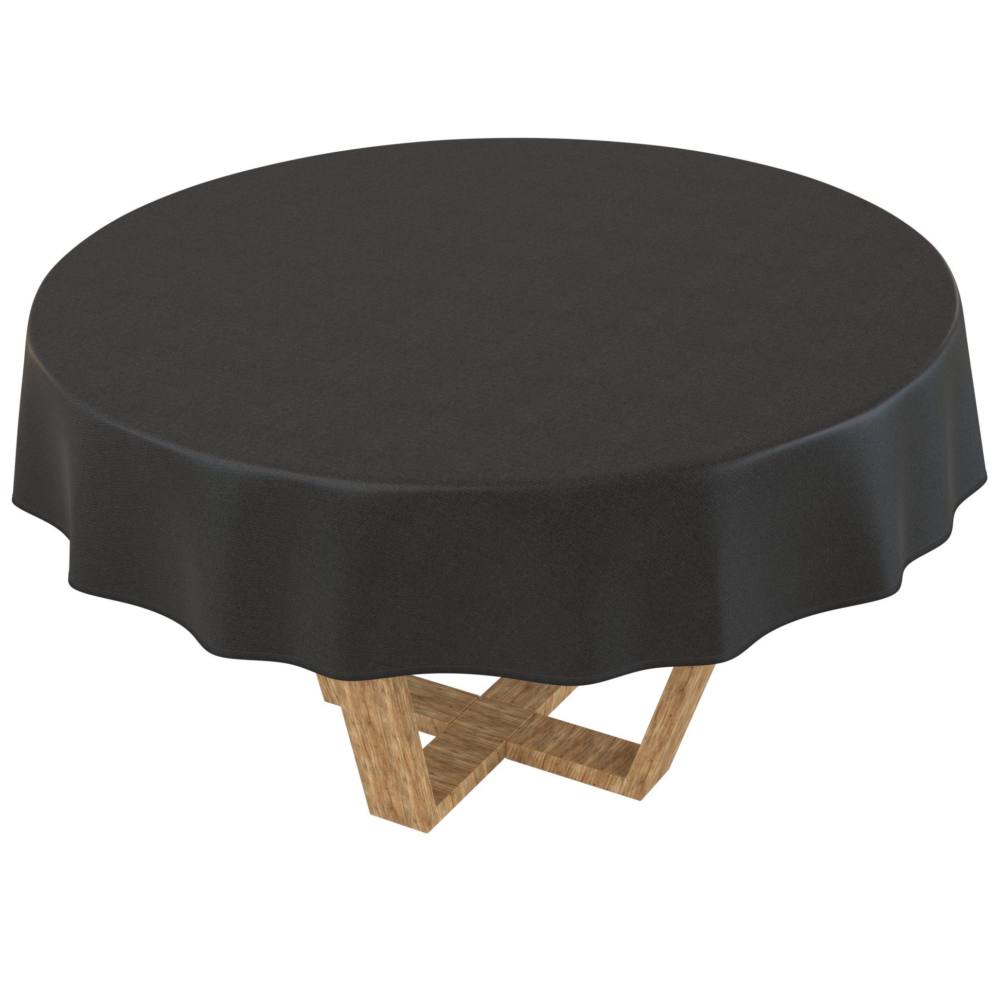 ANRO Tischdecke DanceDirty abwaschbar Leinenoptik wetterfest Falschuni Modern (Einzelstück 1-tlg, eine Tischdecke), Stofftischdecke schmutzabweisend Rund 100 Uni Schwarz