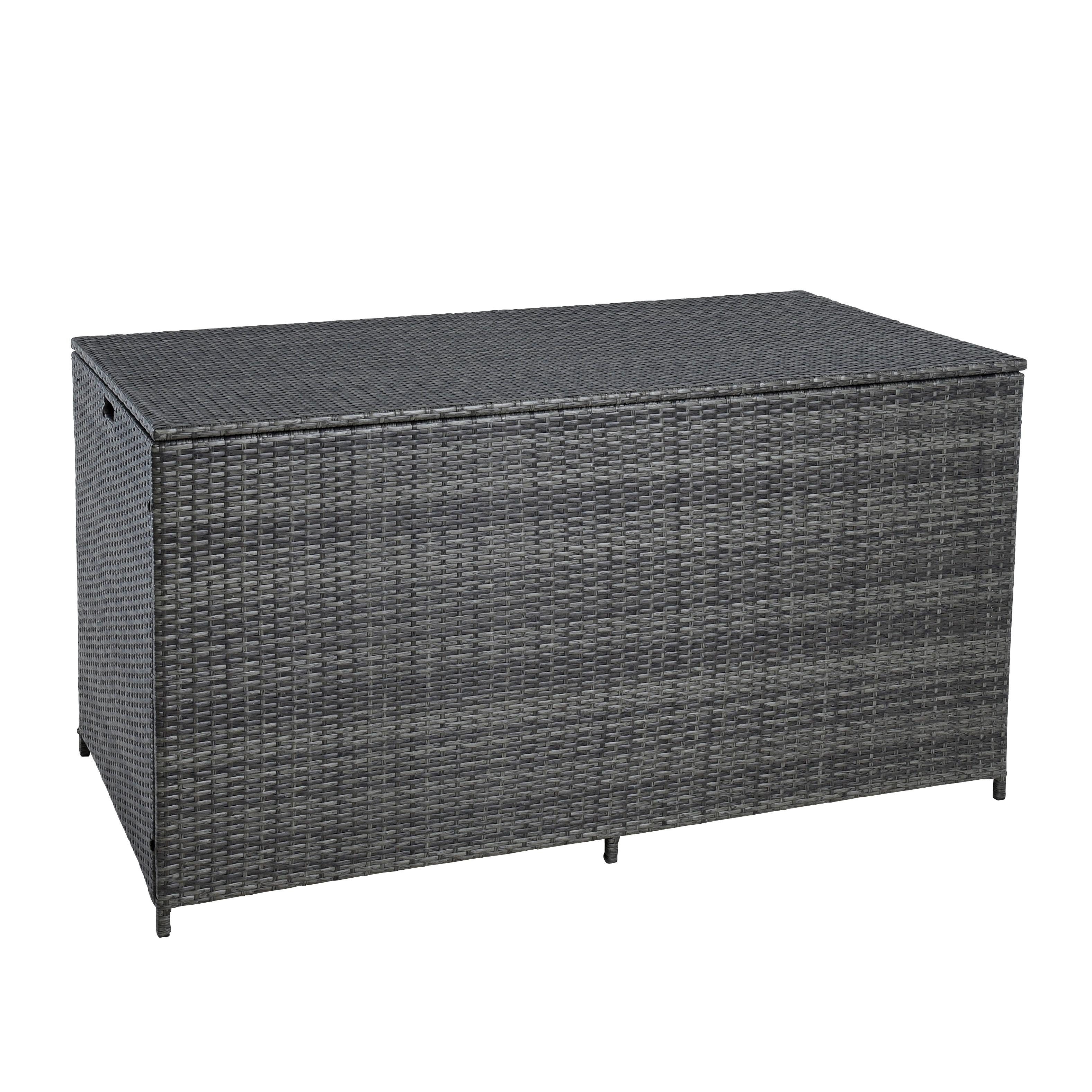 ESTEXO Auflagenbox Poly Rattan 870 Liter XXL Kissenbox Aufbewahrungsbox Anthrazit-Grau