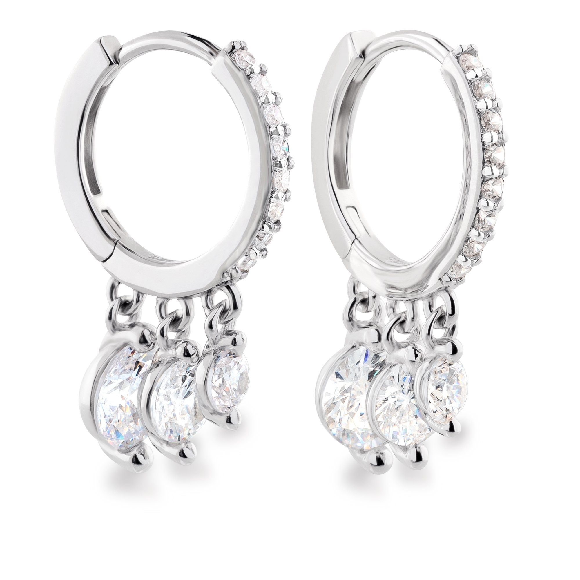 Schöner-SD Paar Creolen Filigrane Silberohrringe mit mehreren hängenden Zir günstig online kaufen