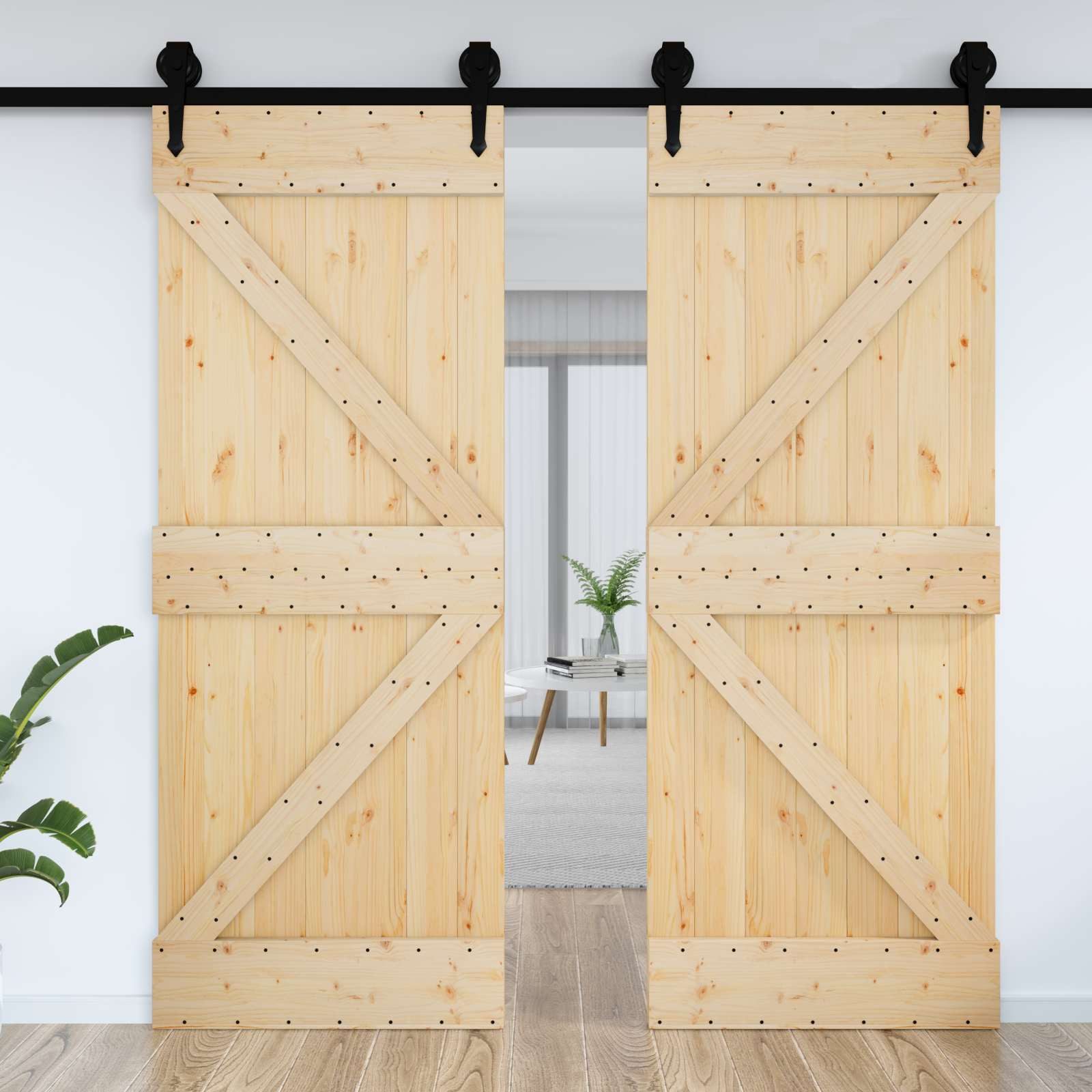 vidaXL Schiebetür Tür NARVIK 70 x 210 cm Massivkiefer (Unbehandelt) Natur (1-St)