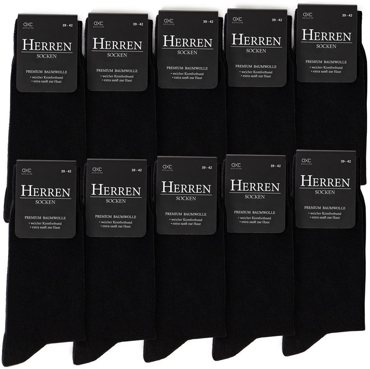 OCCULTO Businesssocken Herren Schwarze Socken 10-30er Pack (Modell: Hermann) (10-Paar) 10 Paar Schwarz