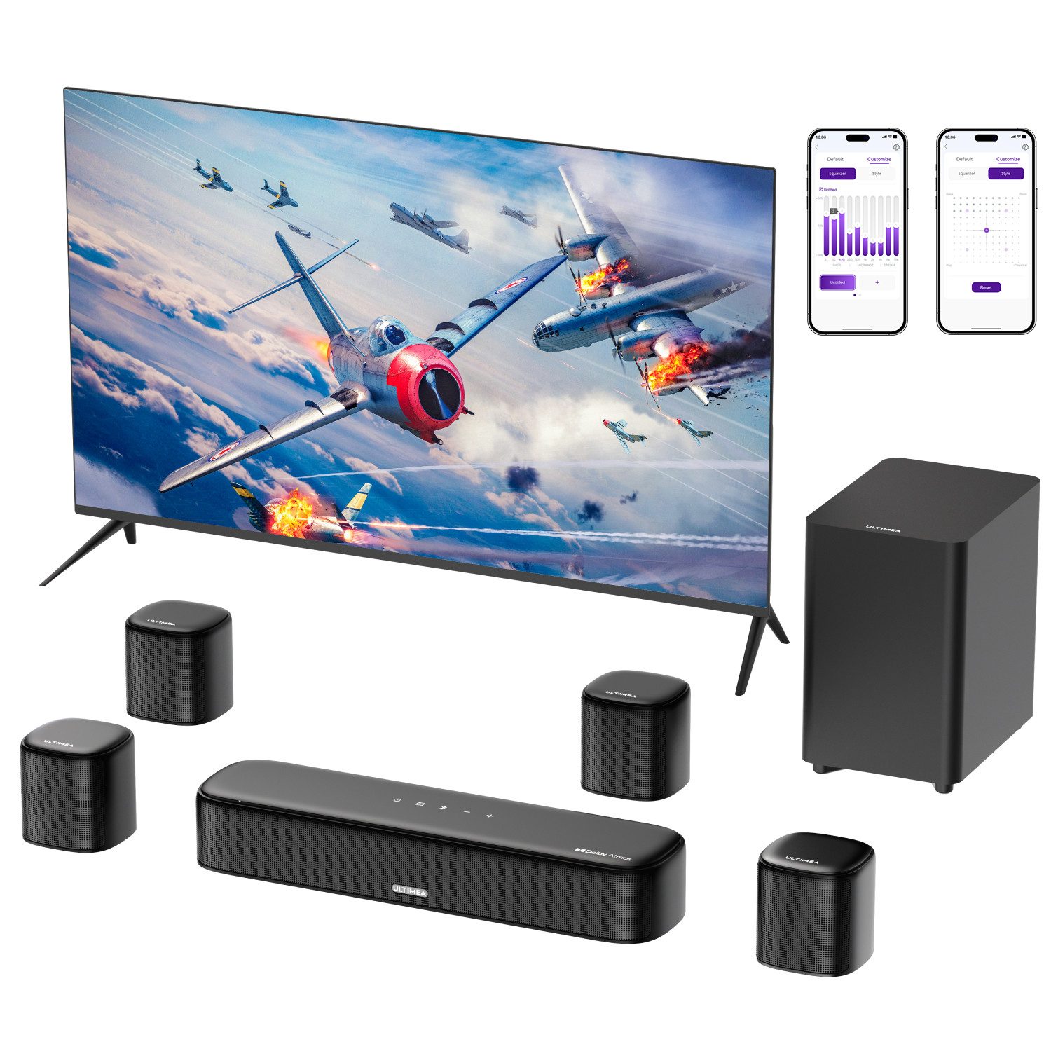 Ultimea Lautsprecher 7.1 Dolby Atmos Soundbar (HDMI, Bluetooth, 350 W, Home Theater Sound System Mit App-Steuerung)