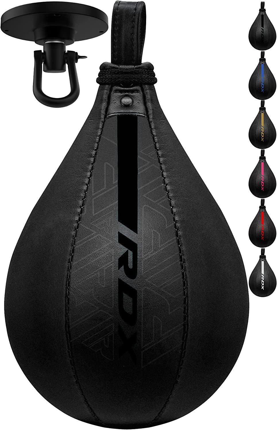 BLACK PunchingBall SpeedBall Punchingball SpeedBag RDX mit RDX Leder Halterung Sports MayaHide Boxen