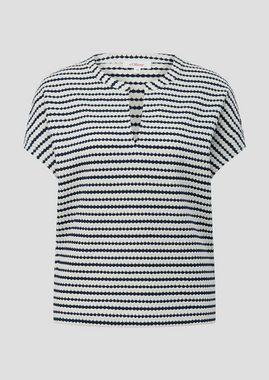 s.Oliver Shirttop Gestreiftes Jacquard-Shirt mit Tunika-Ausschnitt