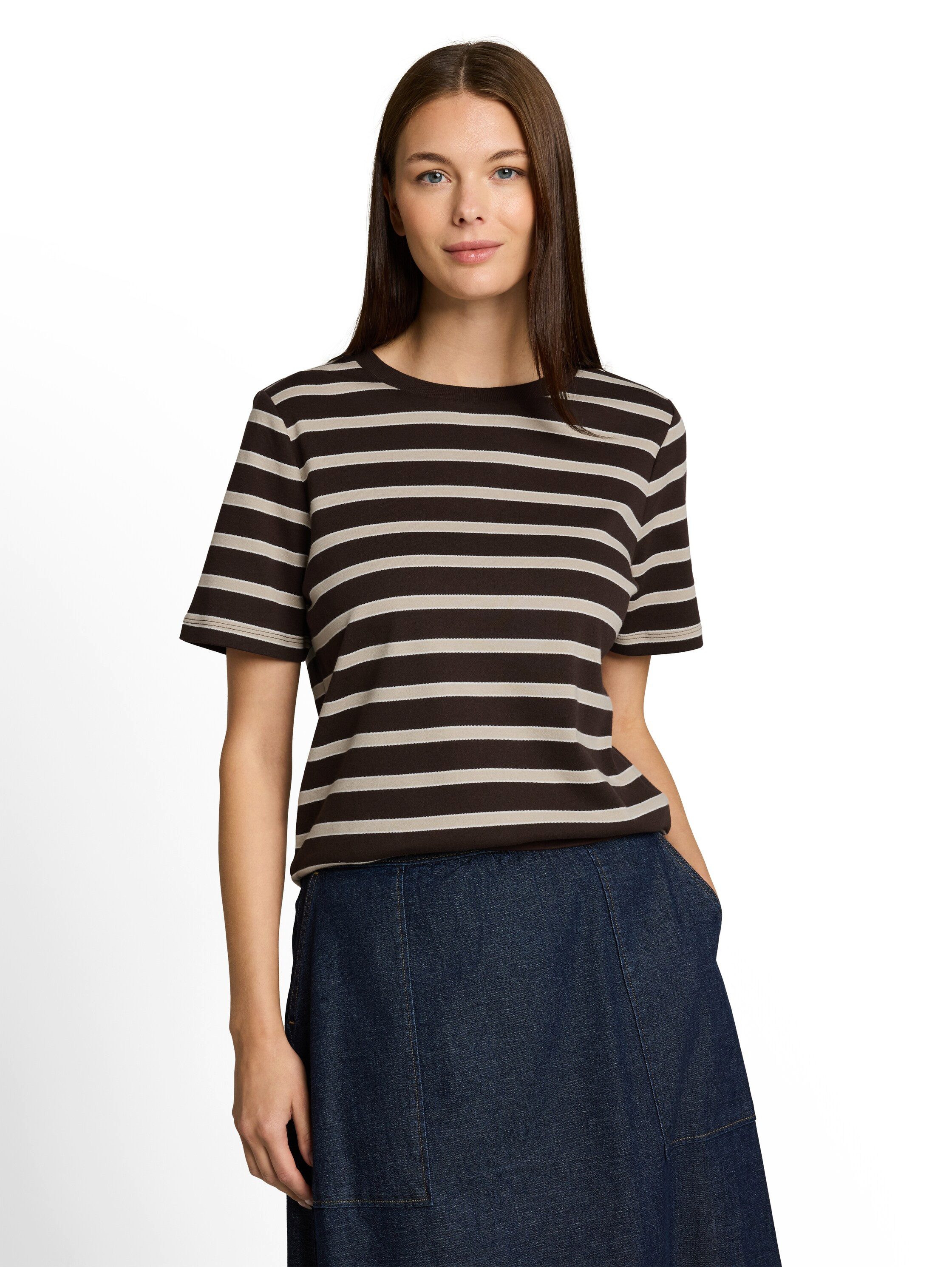 TOM TAILOR Kurzarmshirt Sommershirt mit Prints und Rundhals