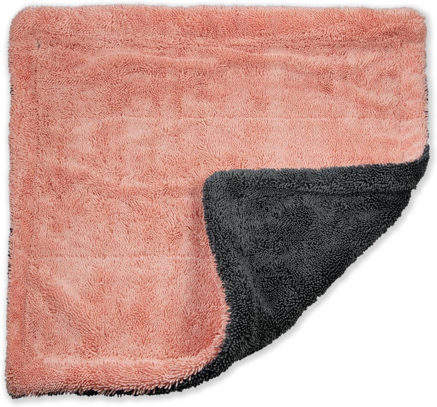 cosey langfaserige Premium Wasch- und Poliertücher für Auto und Haushalt Mikrofasertuch (hoch saugfähig, kratzfrei, langlebig, pflegeleicht, maschinenwaschbar, 2x Pink/Grau (1200 GSM)