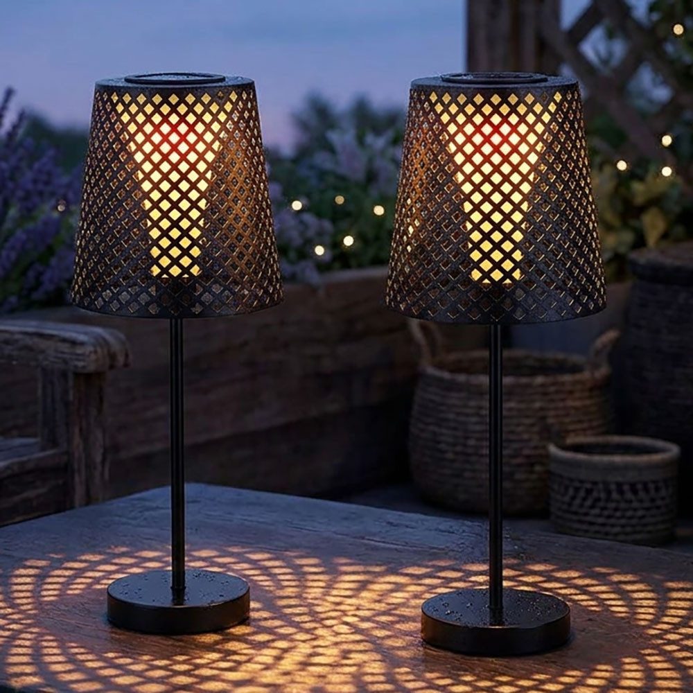 GLOBO LIGHTING LED Außen-Stehlampe, LED-Leuchtmittel fest verbaut, Warmweiß, LED Solar Tischleuchte Garten Solartischlampe für Außen Balkon Solar