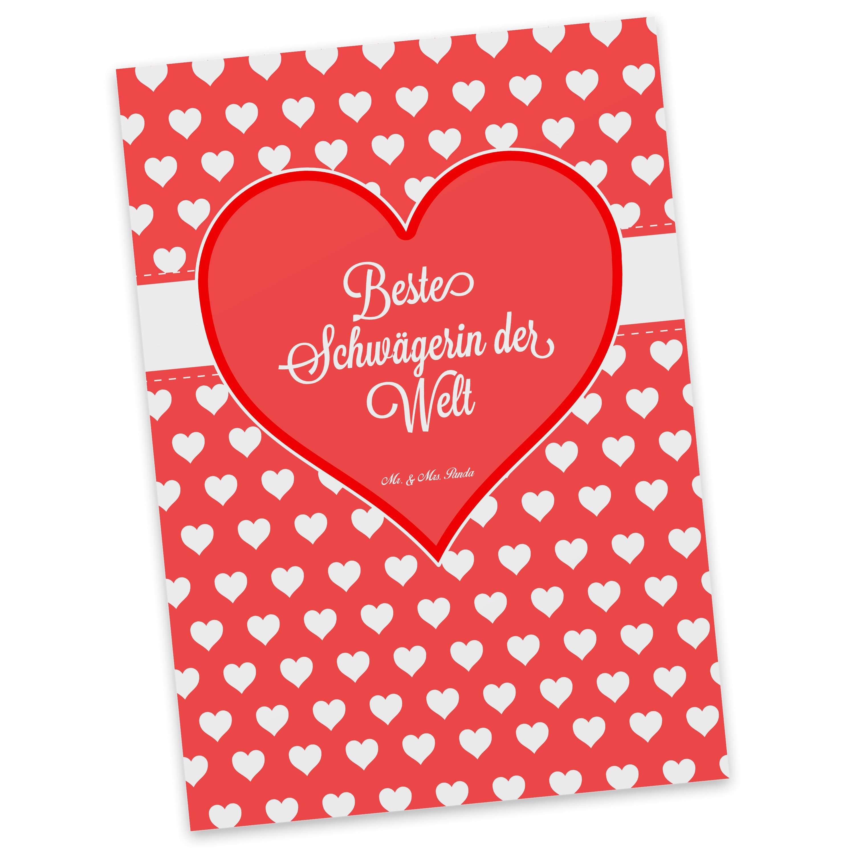 Mr. & Mrs. Panda Postkarte Schwägerin Geschenk, Herz Liebe Verliebt