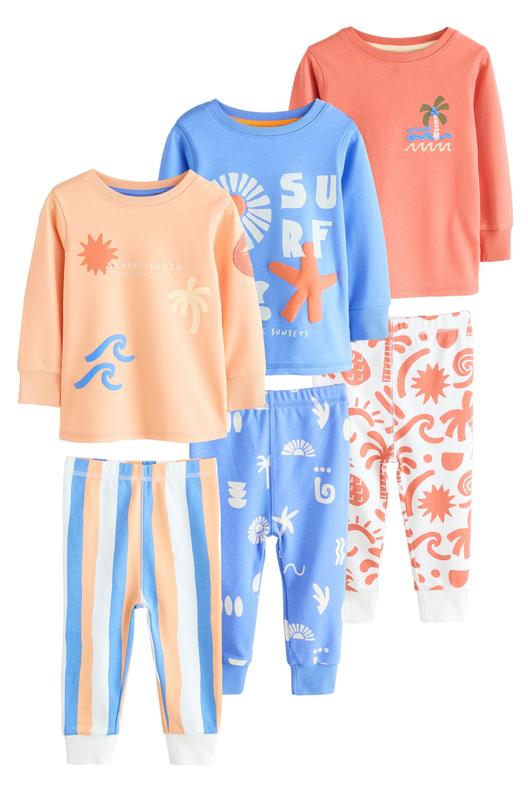 Pyjama Bequeme Schlafanzüge aus 100 % Baumwolle, 3er-Pack