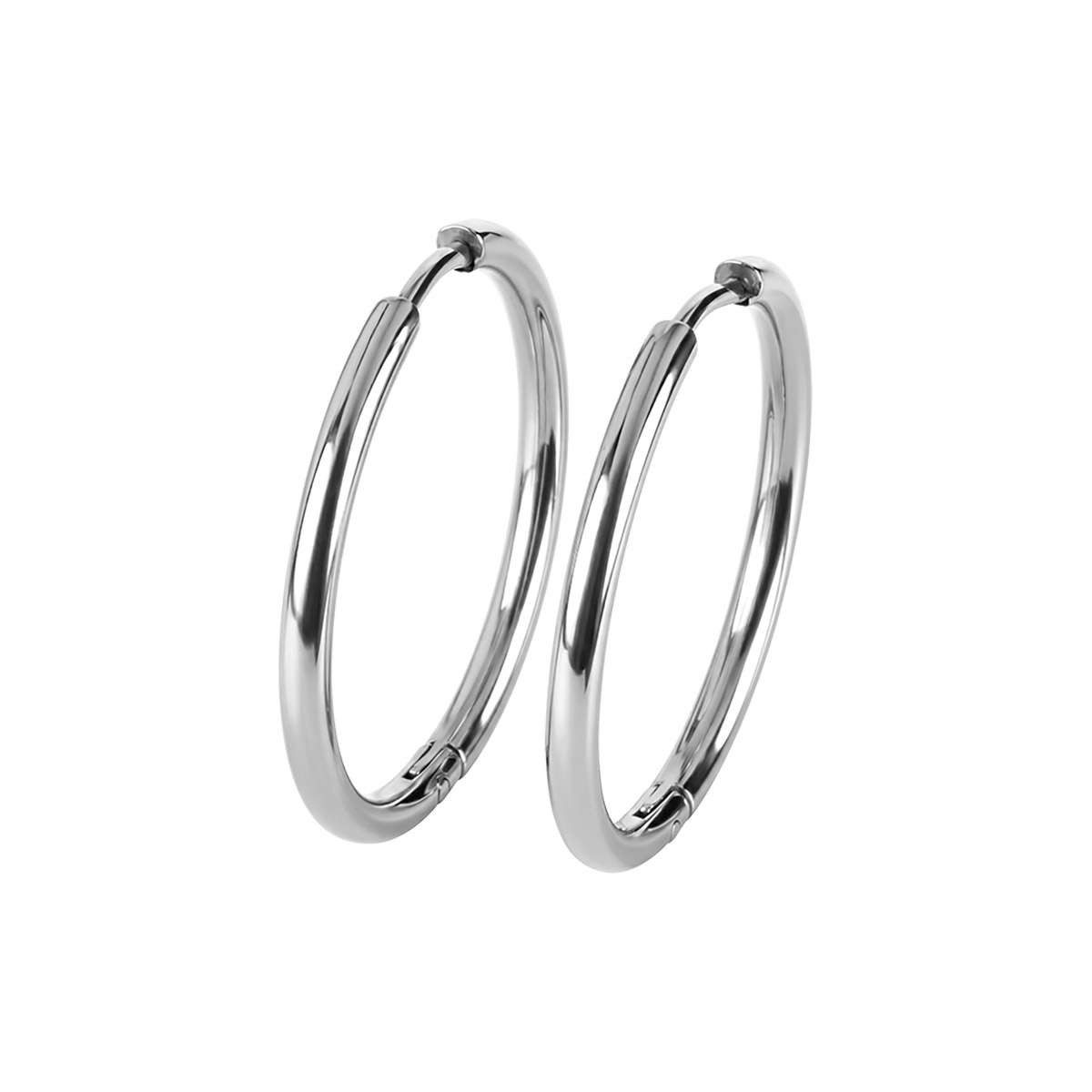 Jacques Lemans Paar Creolen S-O275A, für Damen Edelstahl 24 mm