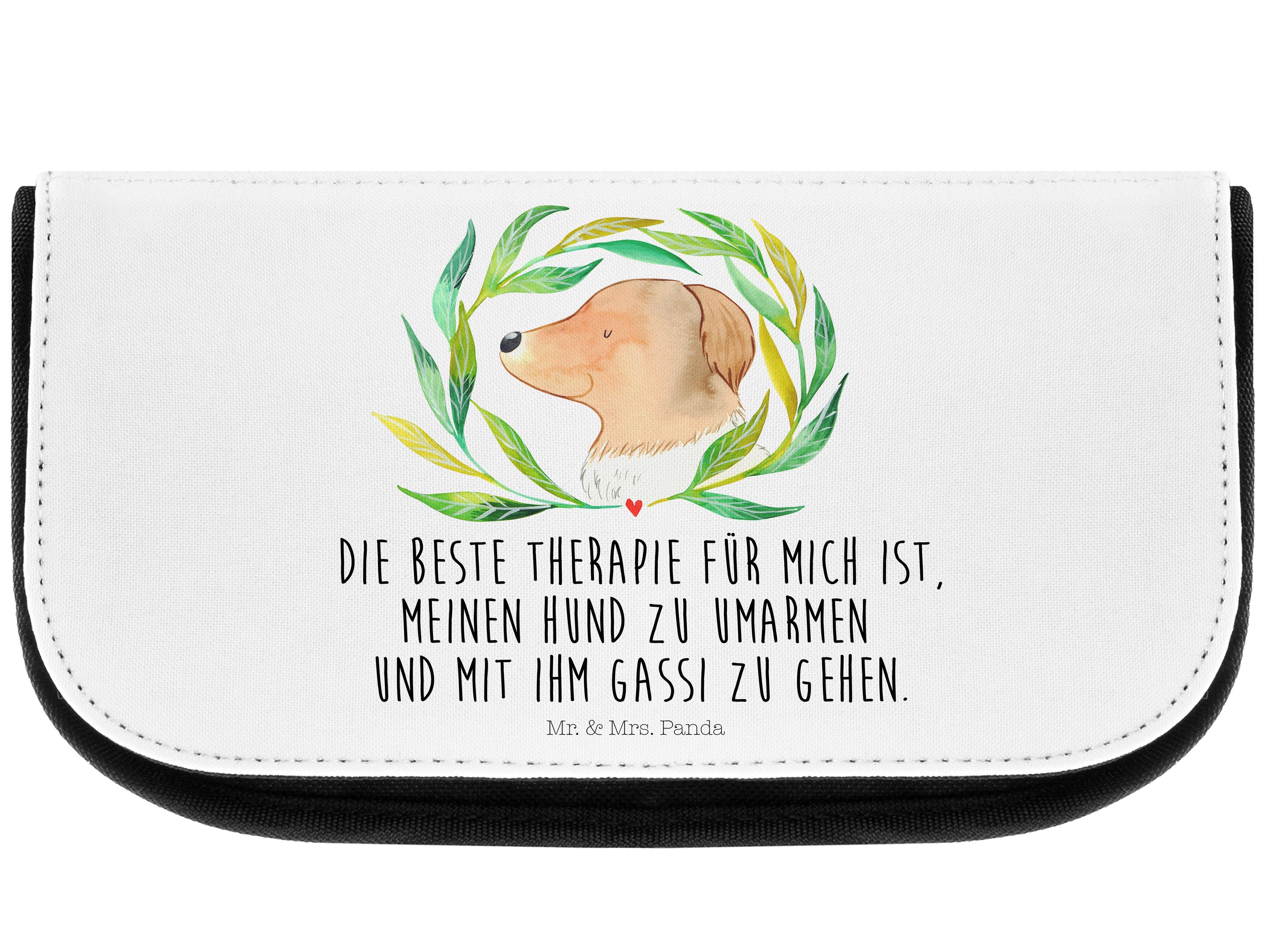 Mr. & Mrs. Panda Kosmetiktasche Hunderasse, Kulturtasch Geschenk, Kosmetikbeutel, Weiß Ranke - Hund (1-tlg) 