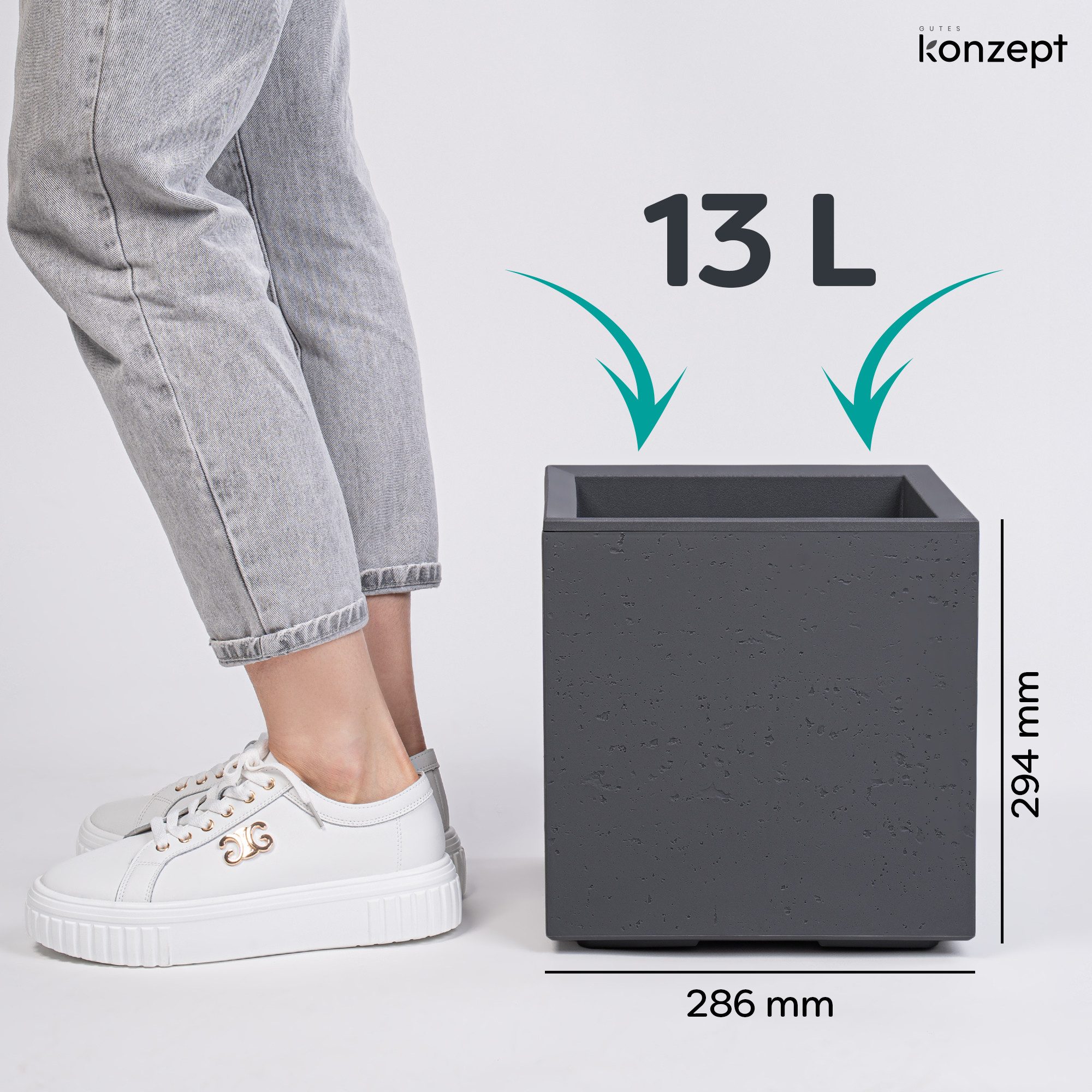 KONZEPT Pflanzkübel Großer auf Rollen - 30x30x30cm, für außen, quadratisch, günstig online kaufen