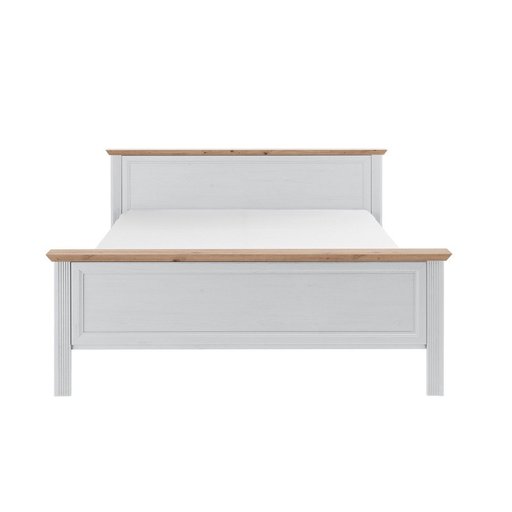 Lomadox Bettgestell JÜLICH-77, Liegefläche 180x200 cm, Pinie weiß mit Eiche