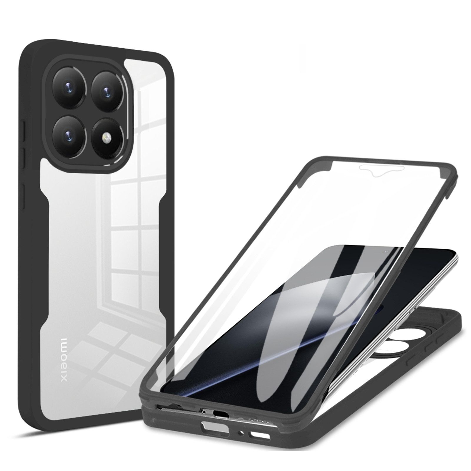 betterfon Handyhülle für Xiaomi 15T 2-teiliges 360° Grad TPU Schutzcase, Vollschutz Case mit integriertem Displayschutz und klarer Sicht