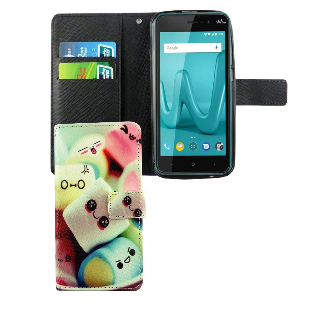 König Design Handyhülle Wiko Lenny 4, Wiko Lenny 4 Handyhülle Bookcover Mehrfarbig