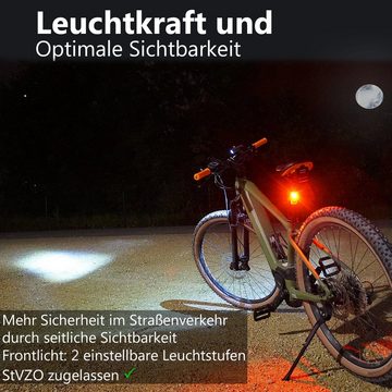 bemiX Fahrradbeleuchtung LED Fahrradlicht-Set StVZO Scheinwerfer & Rücklicht Batteriebetrieb, Helle LEDs, Energiesparend