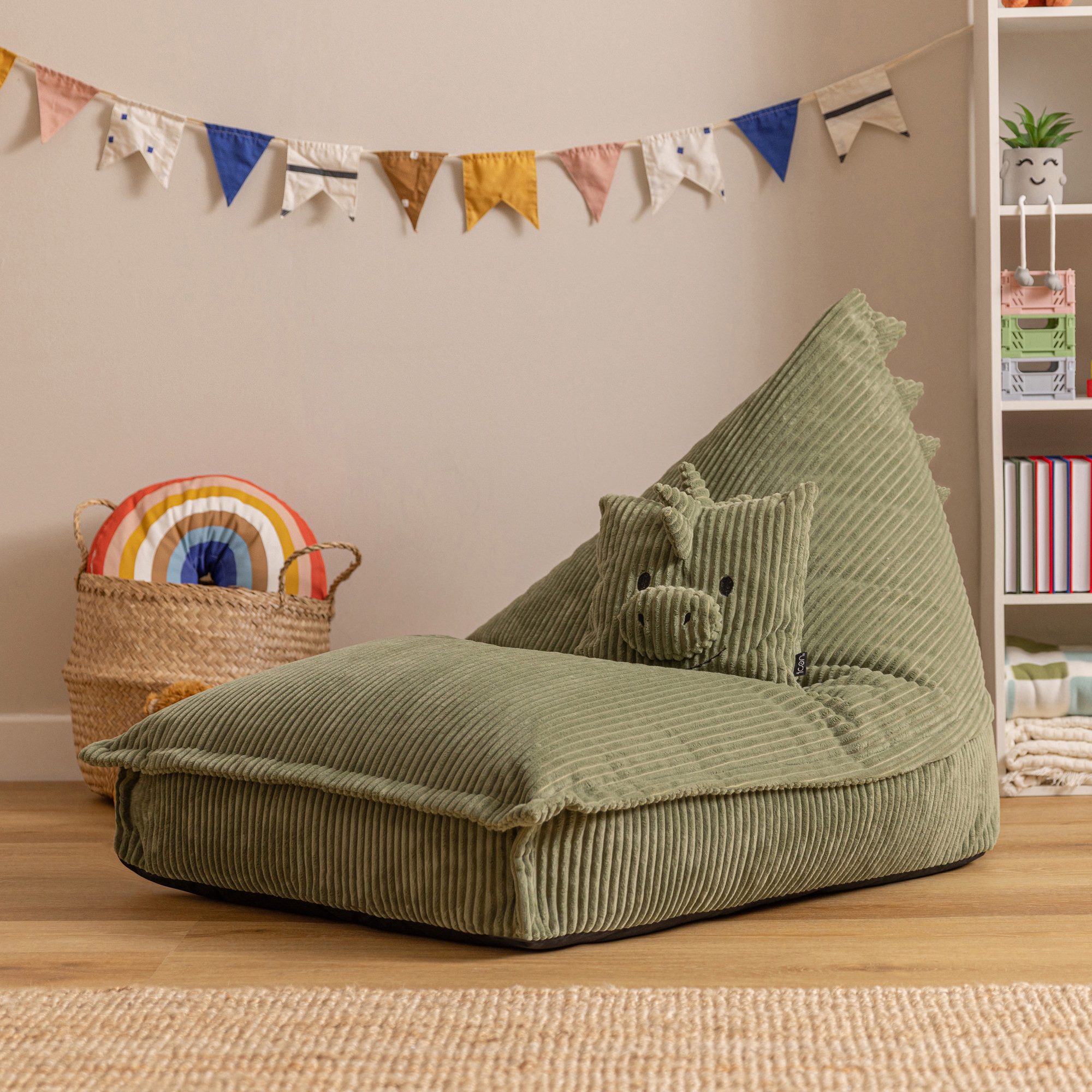 icon Sitzsack Kinder Animalfreunde mit Kissen aus Cord, 72x102x66cm, Made in Germany, für Kinderzimmer