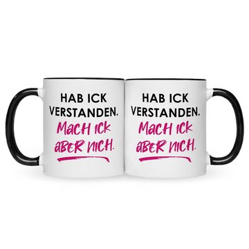 GRAVURZEILE Tasse Bedruckte Tasse mit Spruch - Hab ick verstanden Mach ick aber nicht, Farbe: Schwarz & Weiß