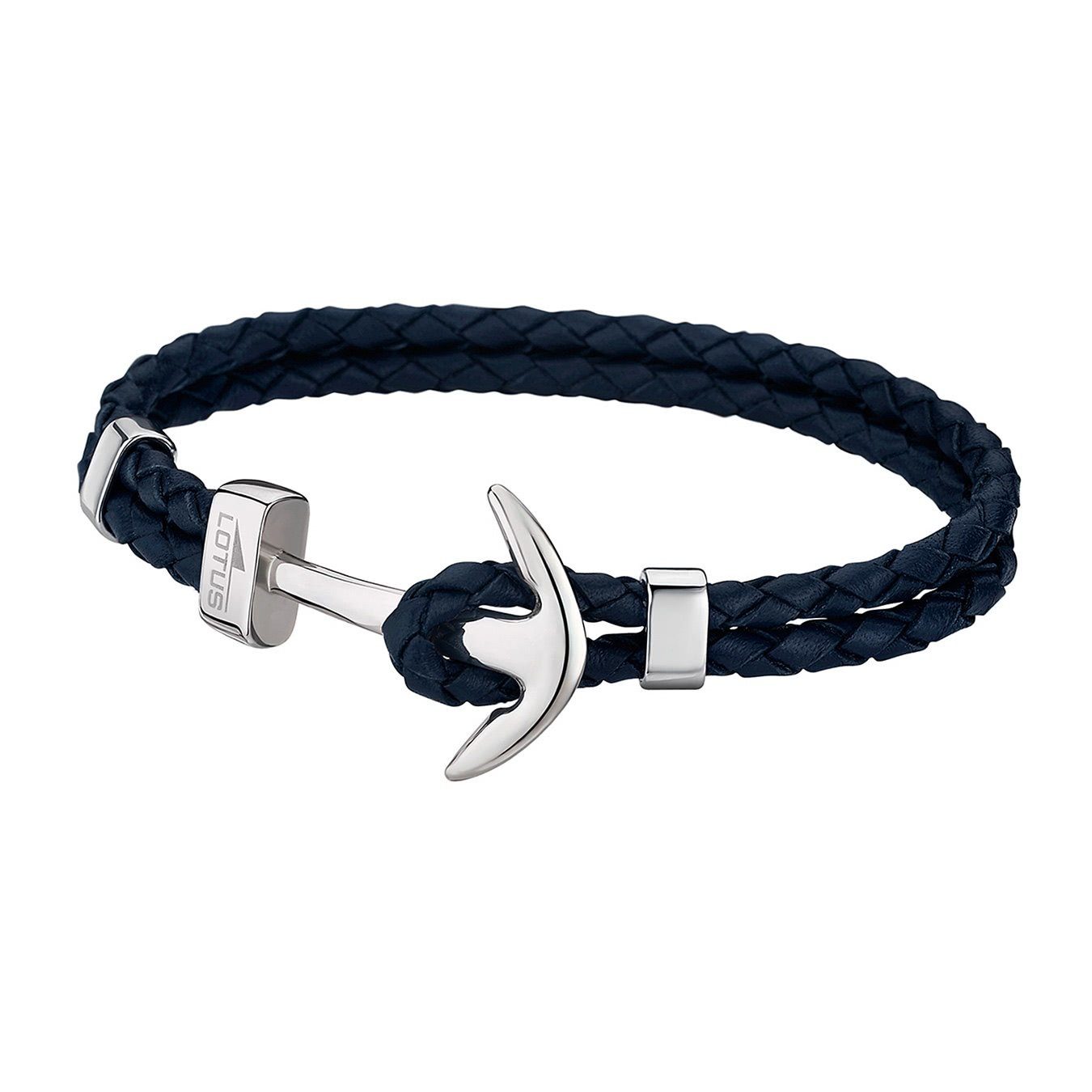 Lotus Style Armband Armband blau Edelstahl Echtleder Steel), Style (Stainless Urban Herren Anker für Lotus (Armband), aus
