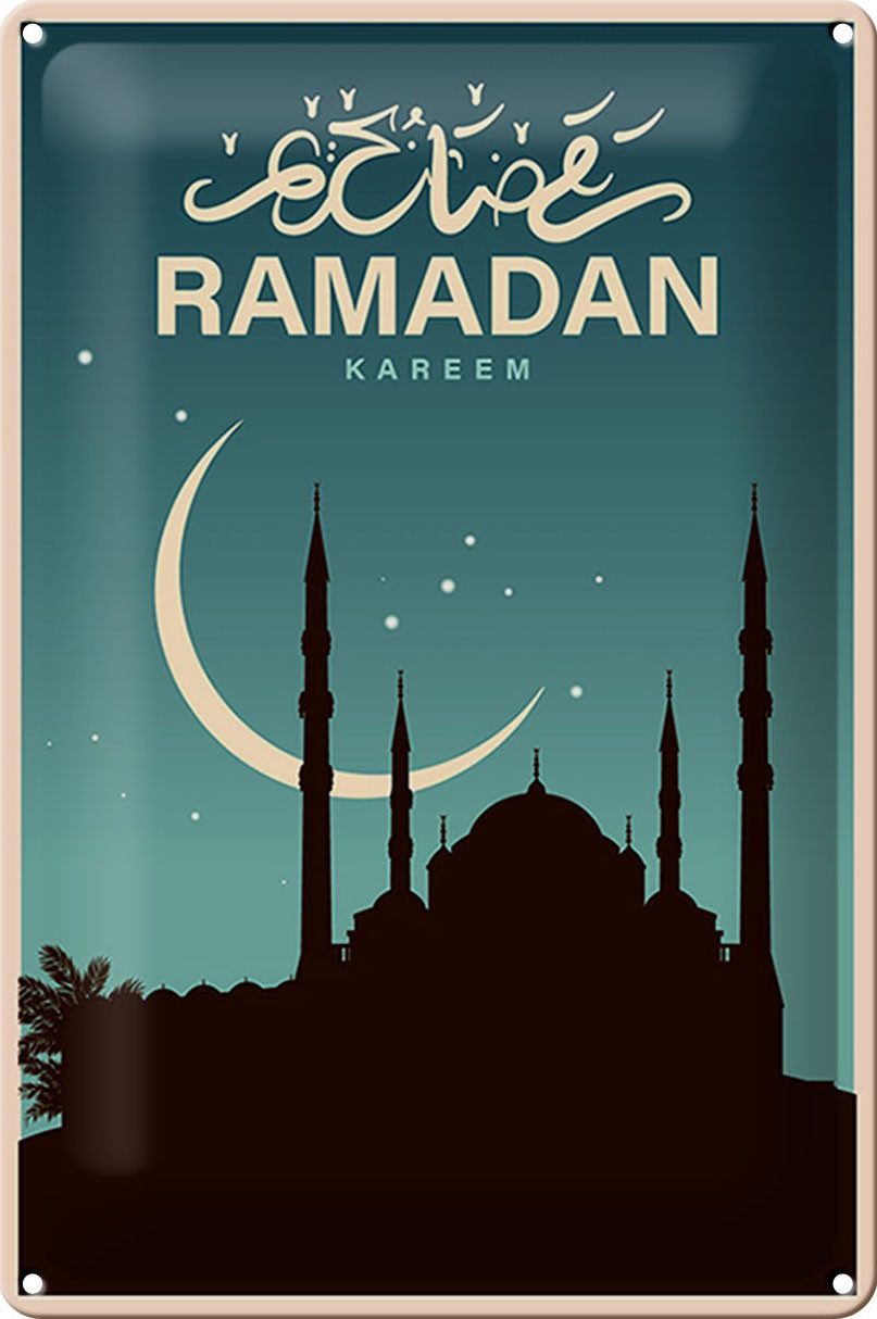 Femer GmbH Metallschild Ramadan 20x30cm Kareem, (1 St), gewölbte Oberfläche, abgerundete Ecken, umgeschlagene Kanten