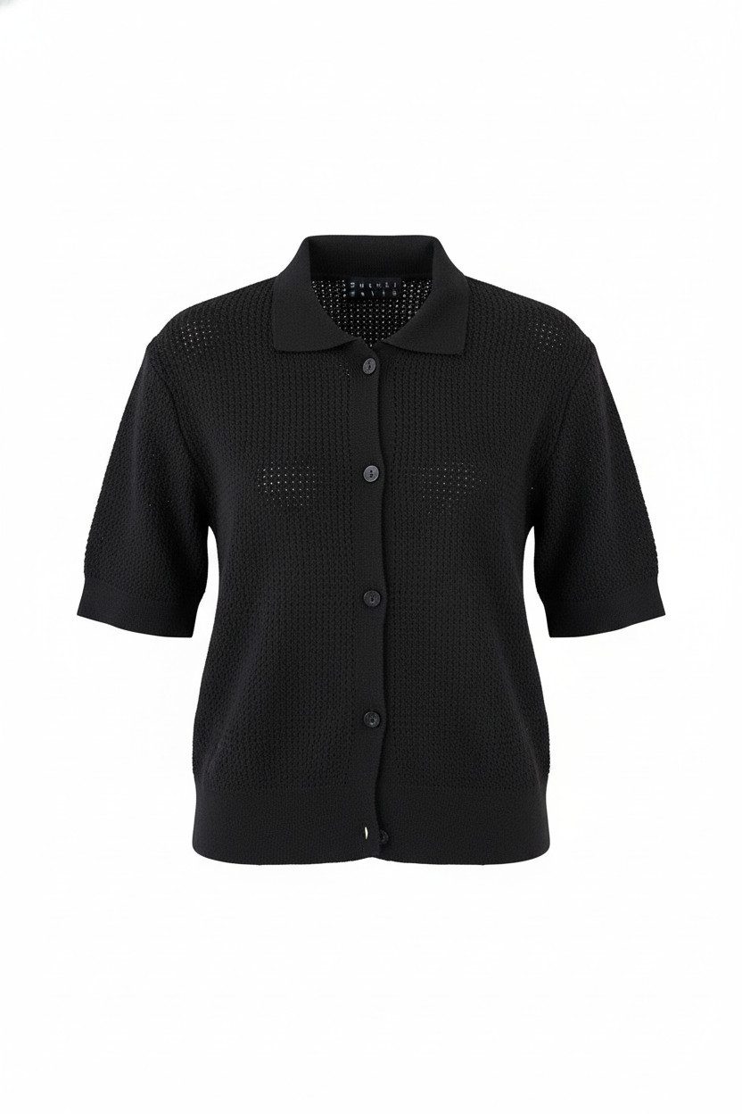 Zuckerwatte Ajourstrickjacke kurze modische Form aus Baumwoll Mix günstig online kaufen