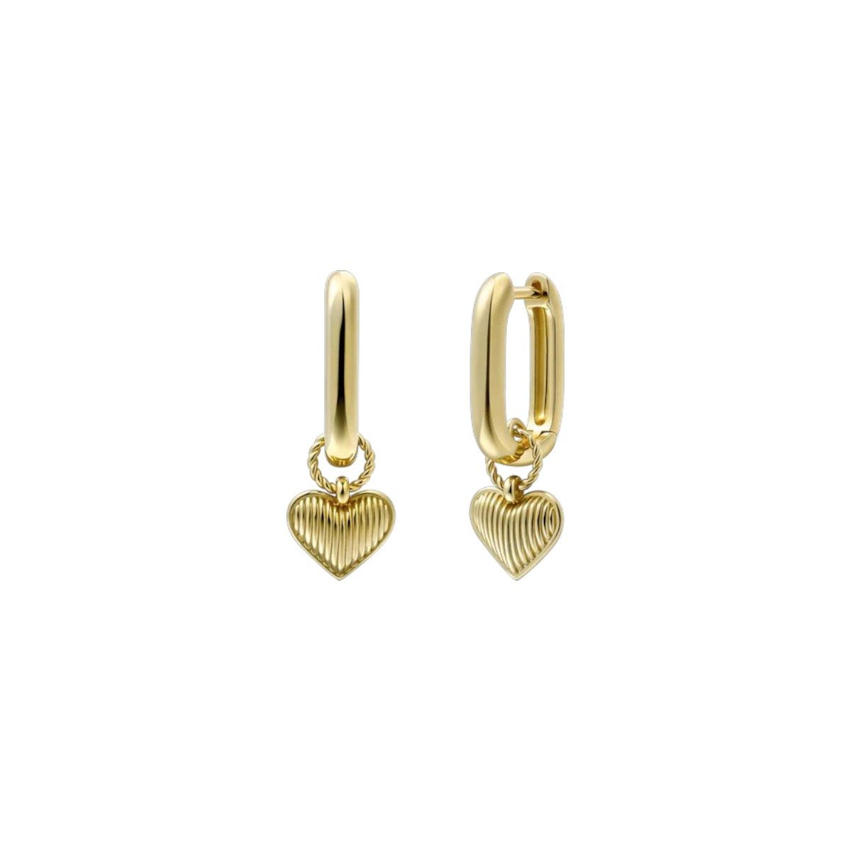 XENOX Paar Creolen Xenox Ohrringe Creolen Damen Heartbeat Silber 18k Vergoldet XS91907G